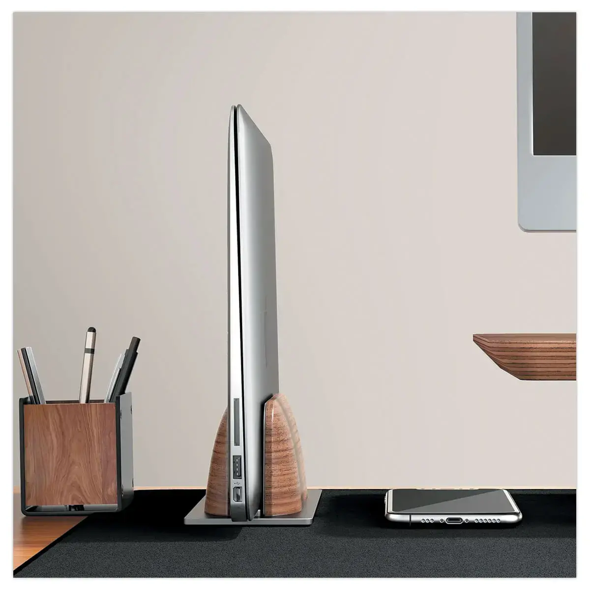 Steun voor laptop en tablet verticaal hout 