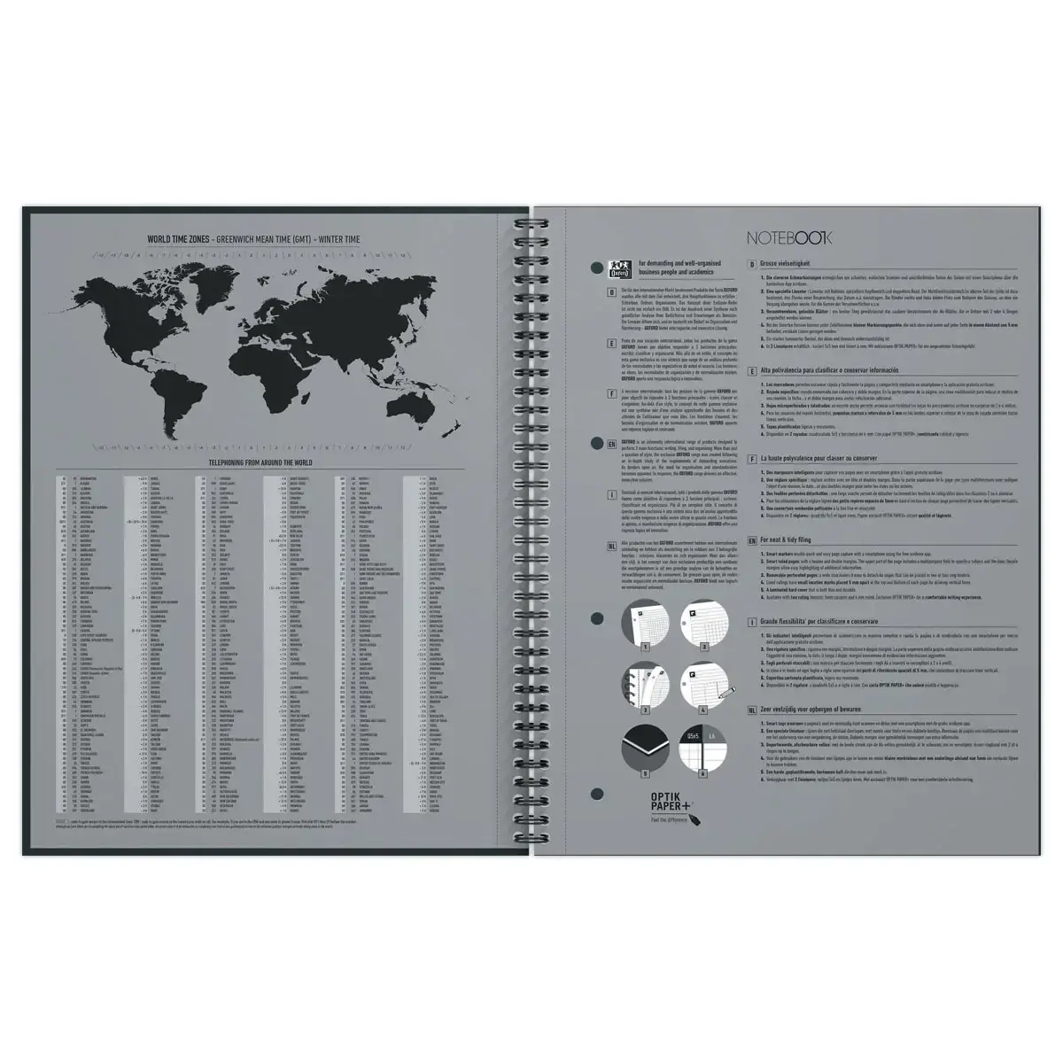 Spiraalnotitieboek A4+, 160p, 5x5, Oxford international Groen