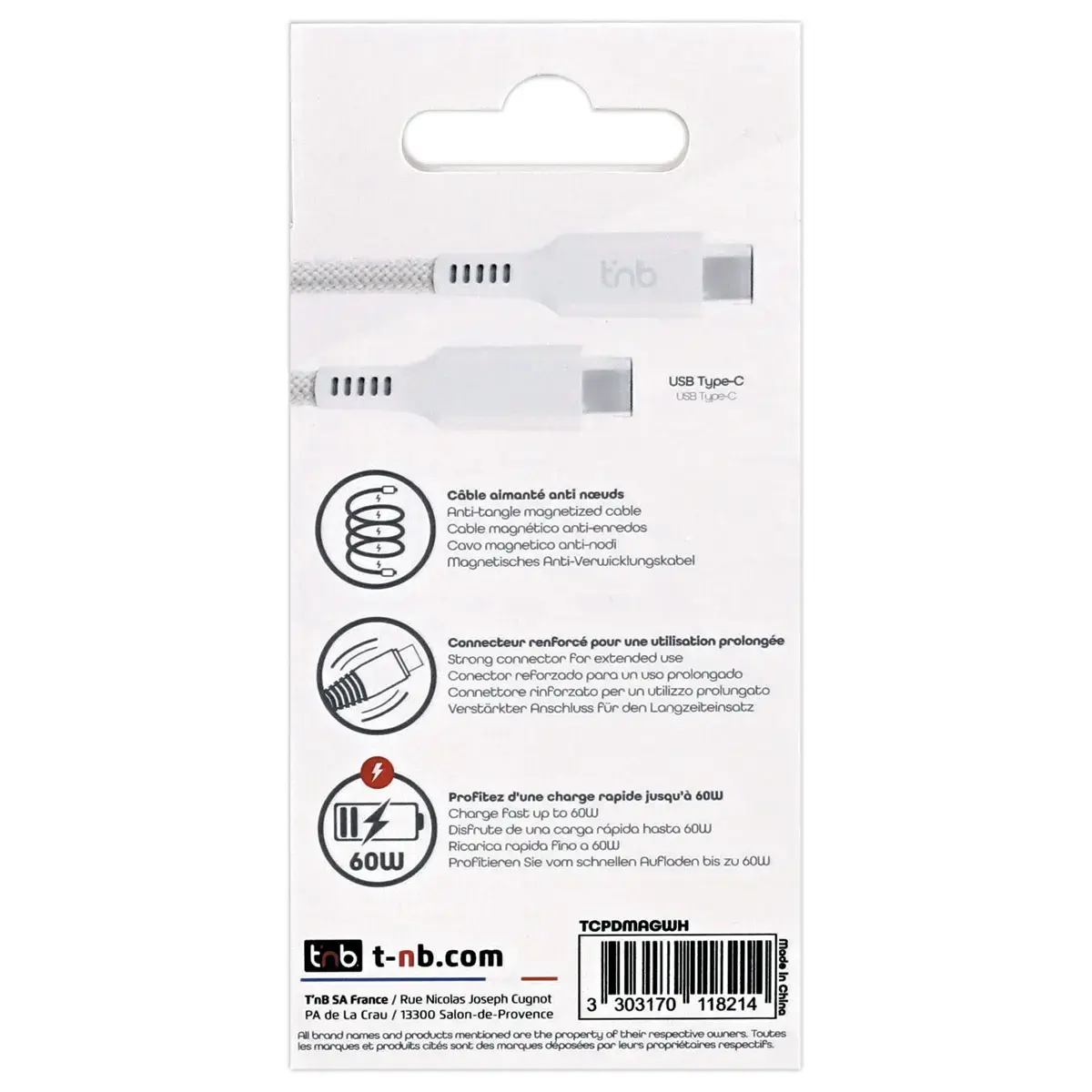 Magnetische USB-C/USB-C-kabel - Wit