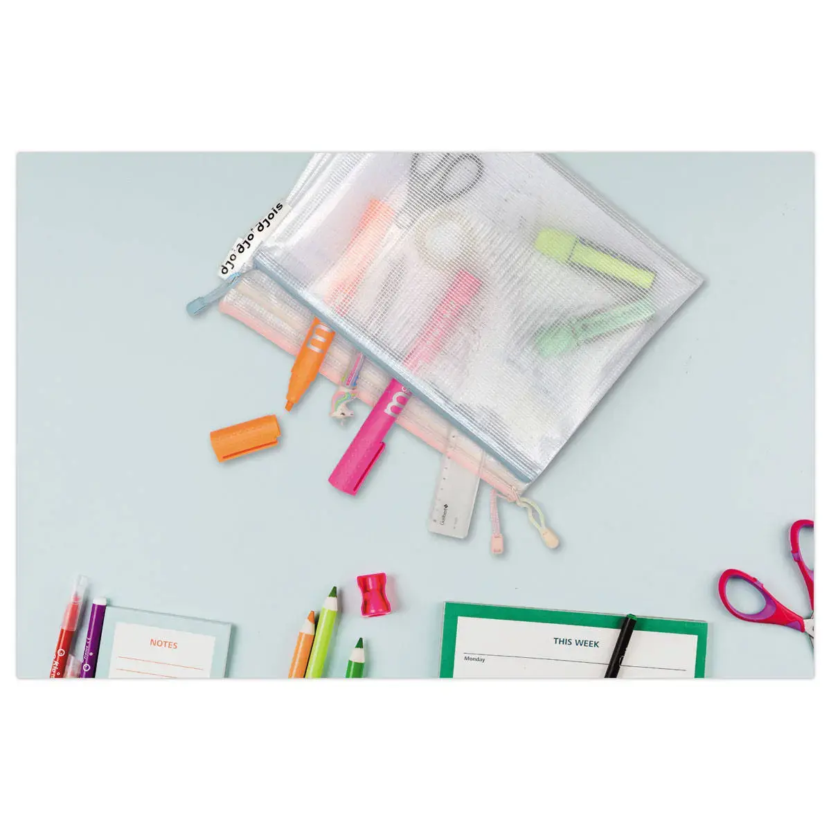 6 Zachte A4 zip DJOIS mappen - Assortiment kleuren
