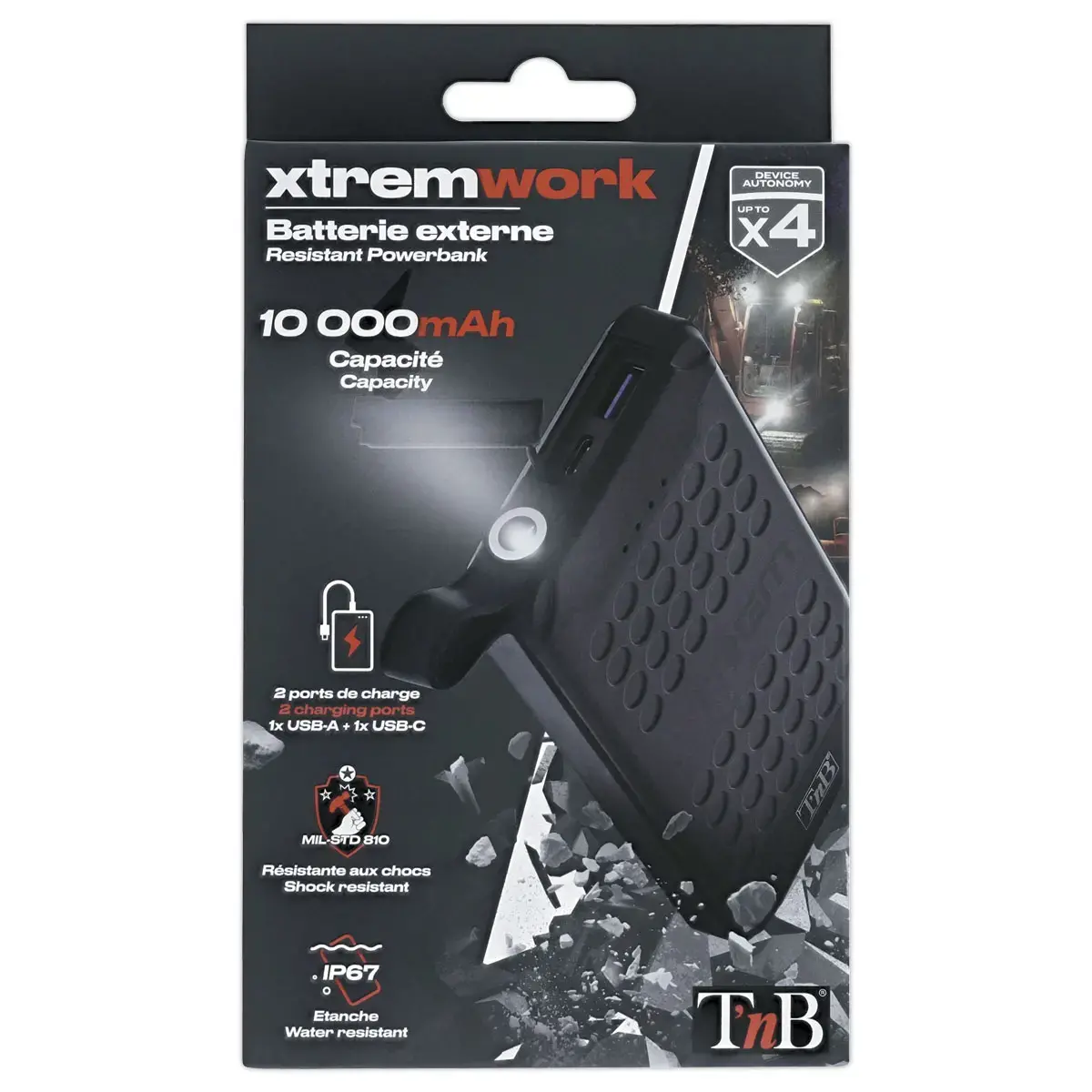 Externe batterij XTREMWORK 10.000 mAh - Zwart