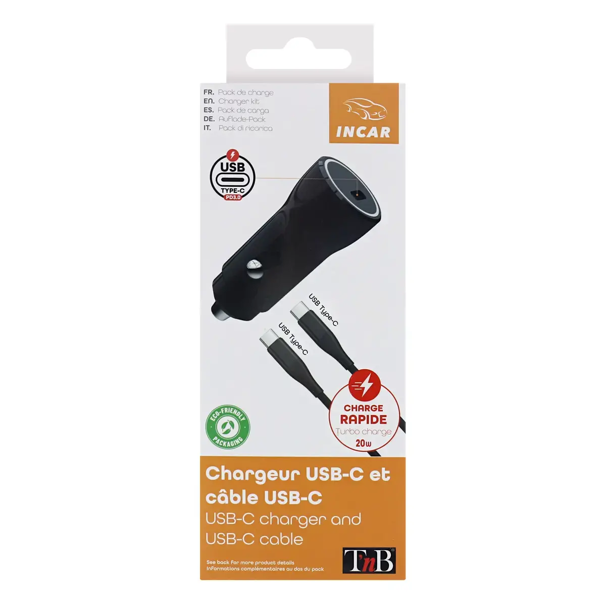 USB-C autolader + type C kabel 1M