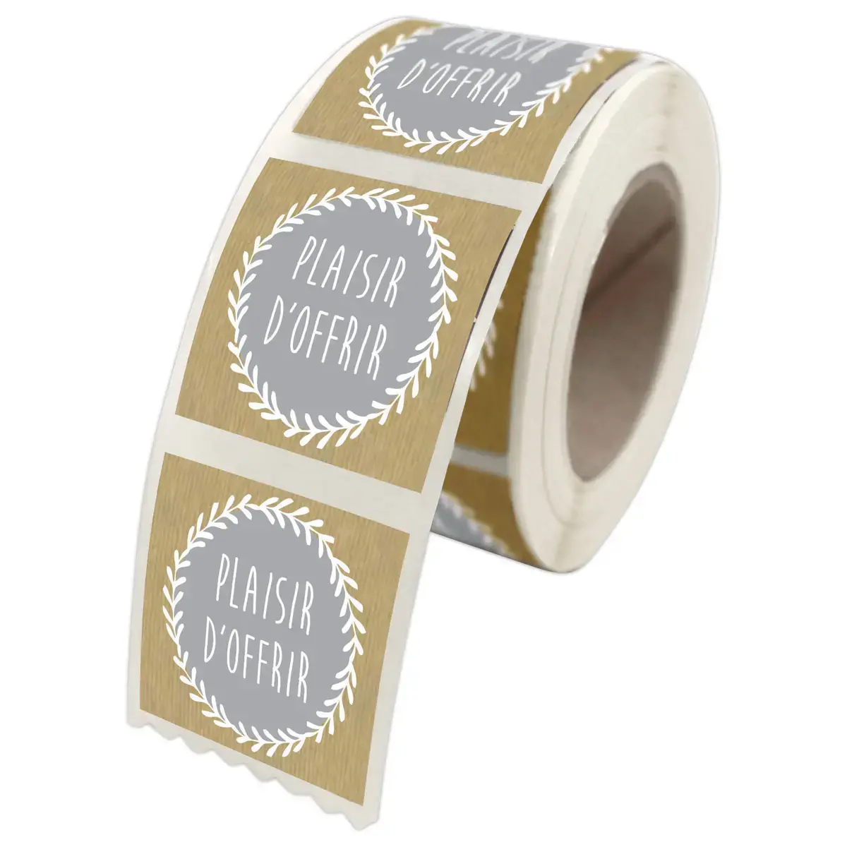 Rol van 500 fantasietiketten "Plaisir d'Offrir" 4x3,5cm