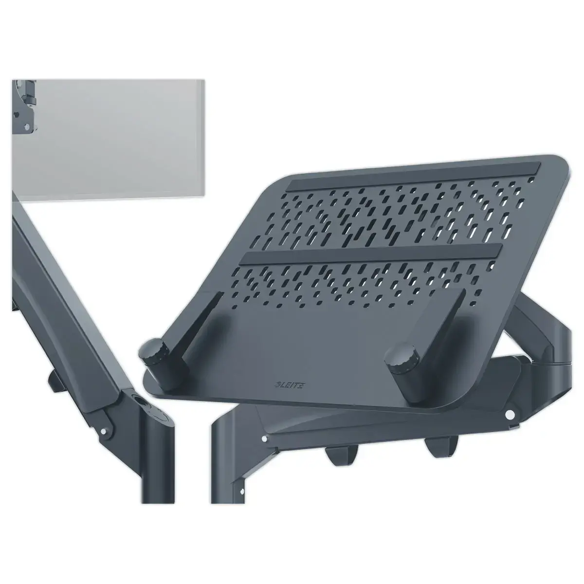 Ruimtebesparende dubbele arm vr schermen/monitoren/PC's Leitz - Grijs