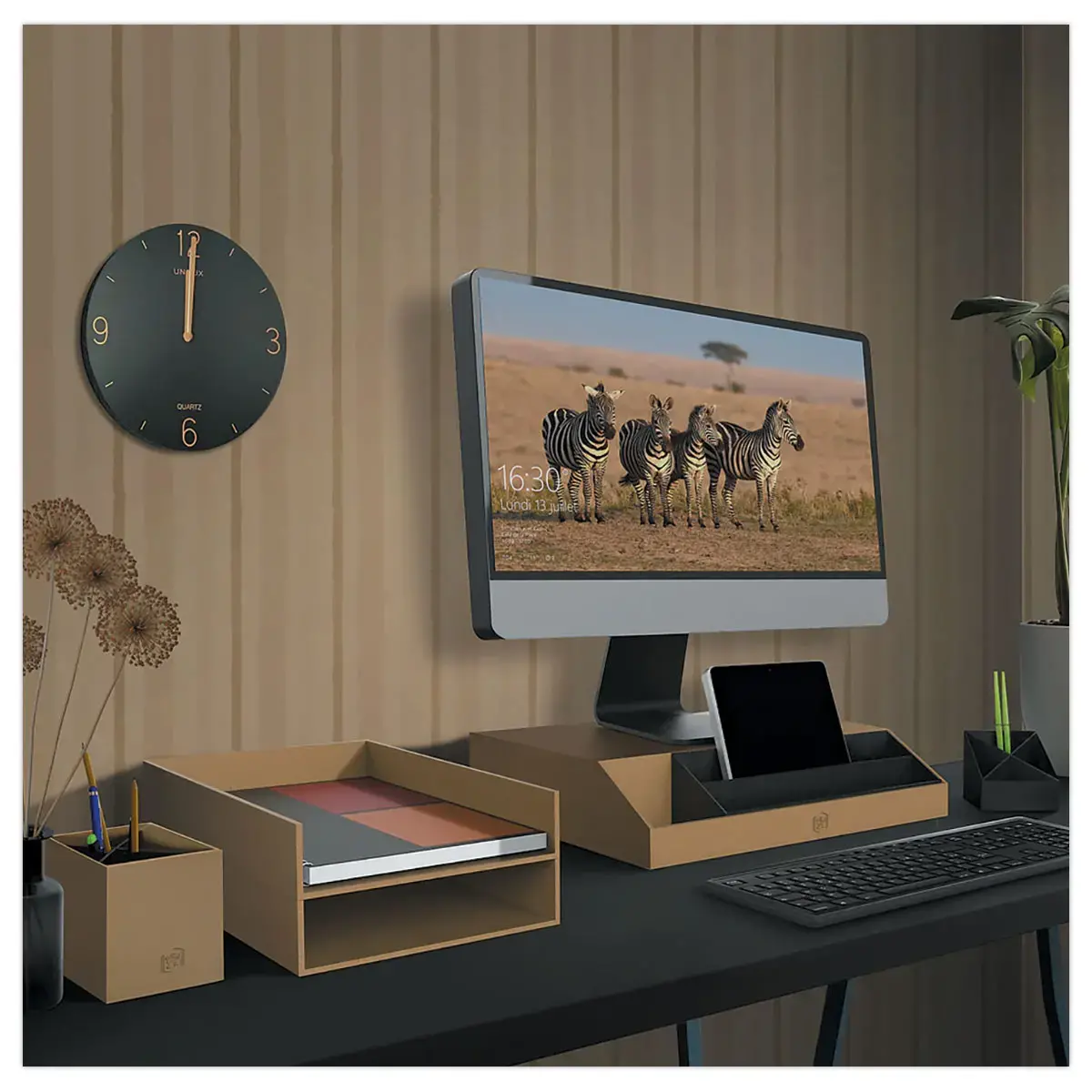 Oxford Savana Houten MDF Klok - Zwart