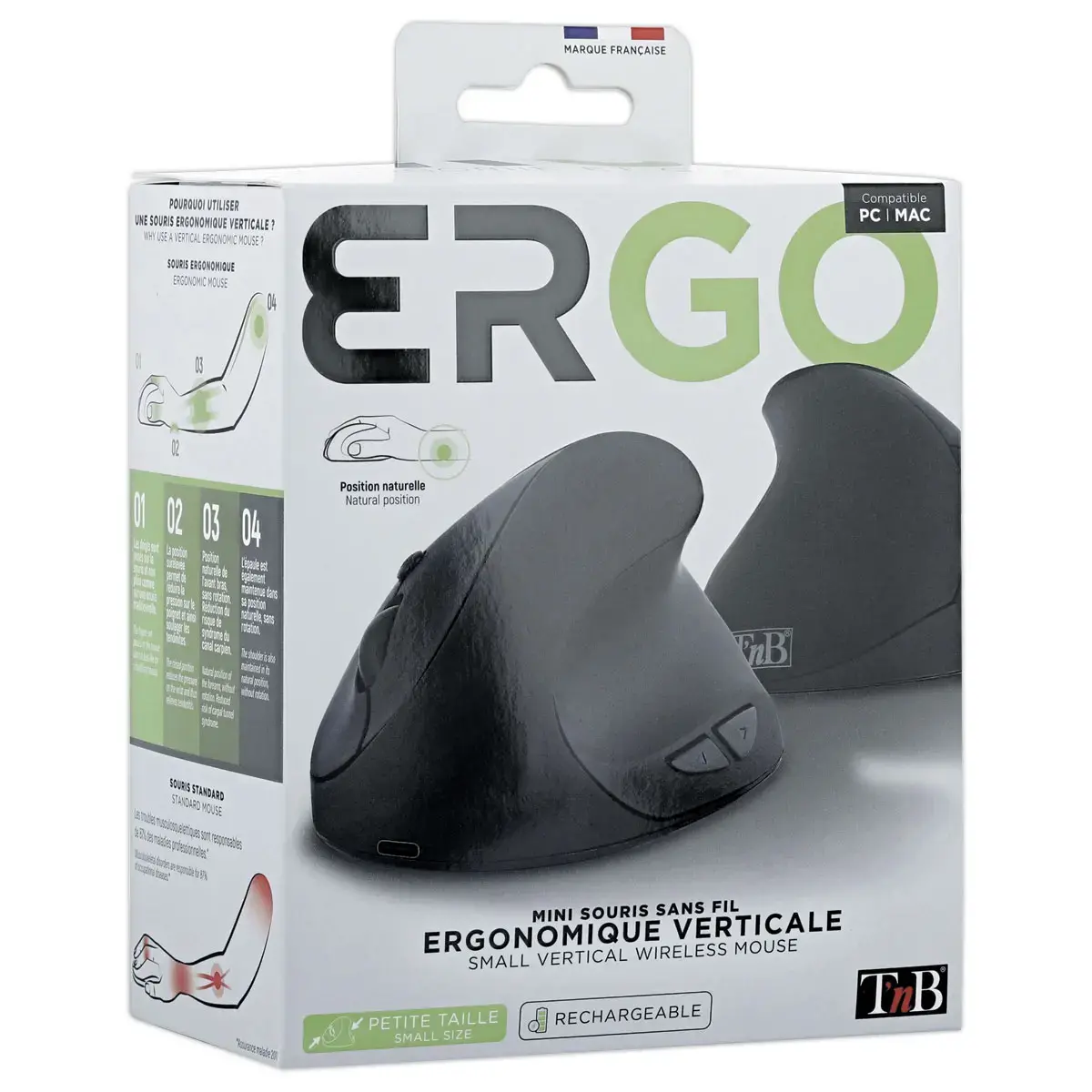 Ergonomische verticale draadloze mini-muis