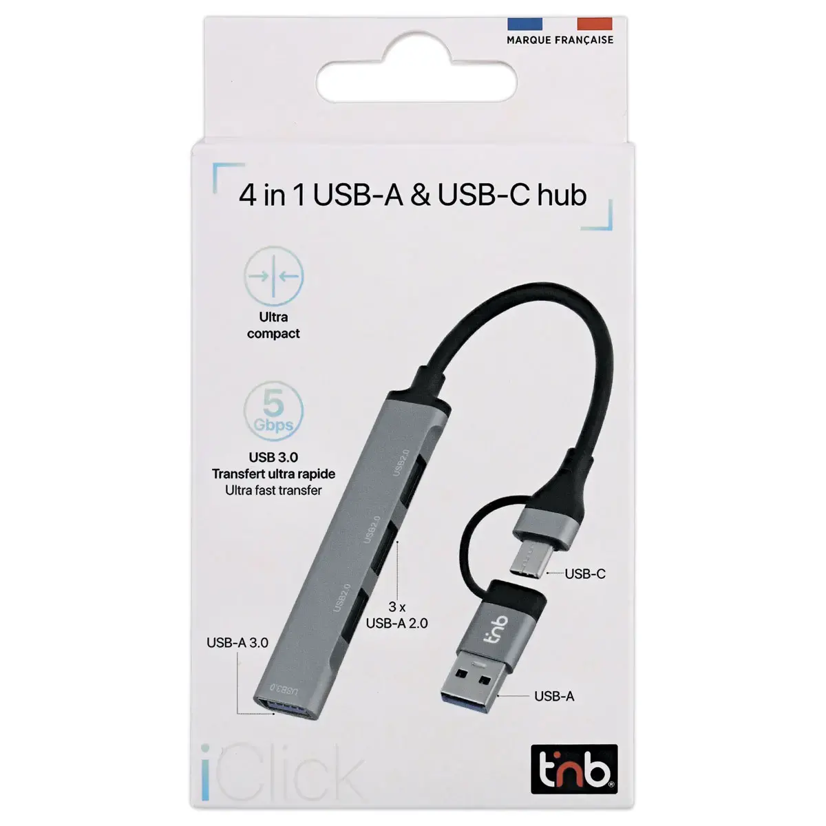 Ultra slanke USB-A & USB-C hub naar 4x USB-A