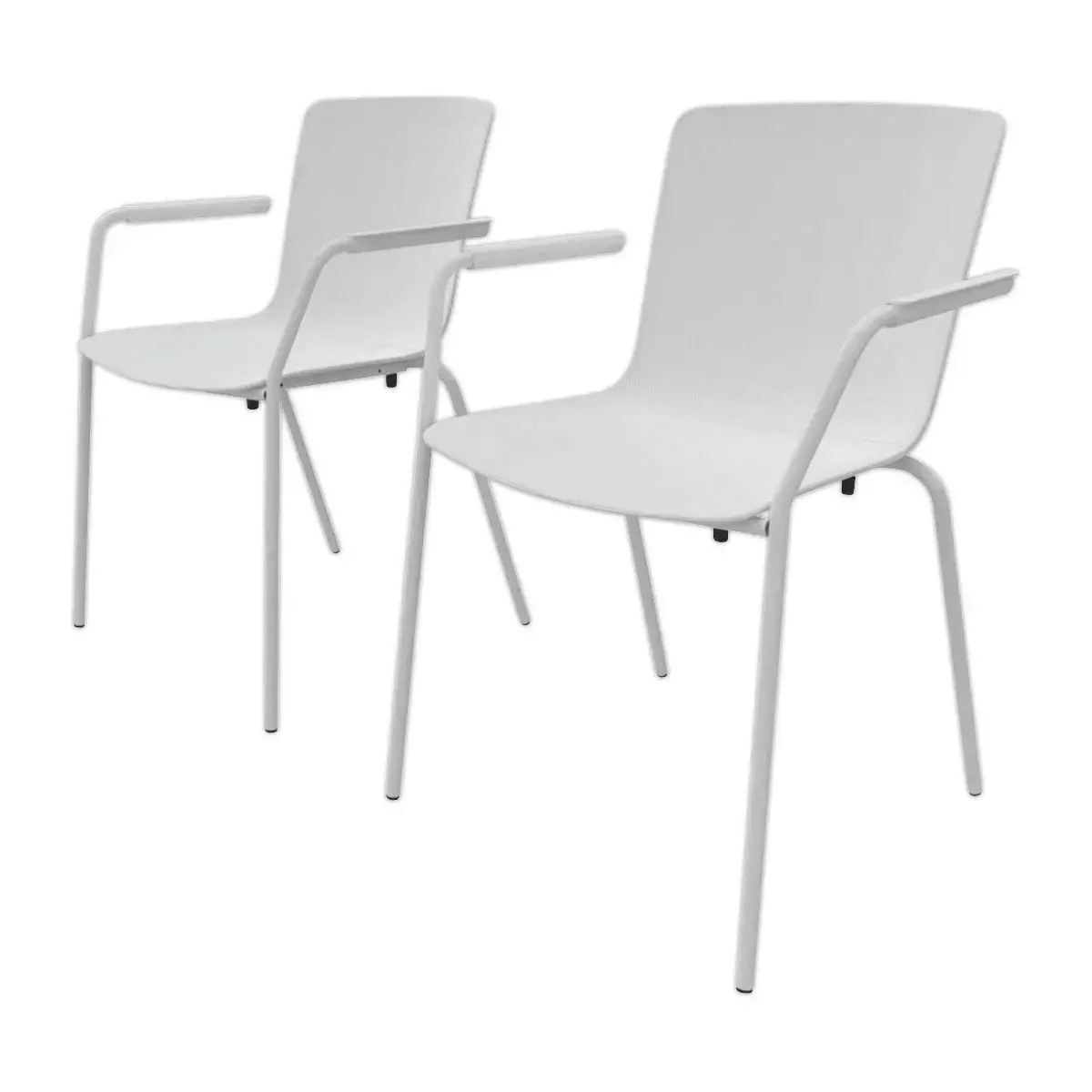 2  VERRIJDBARE 4-VOETIGE POLYPROPYLEEN WITTE FAUTEUIL 