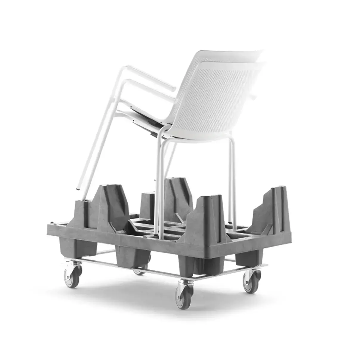 2  VERRIJDBARE 4-VOETIGE POLYPROPYLEEN WITTE FAUTEUIL 