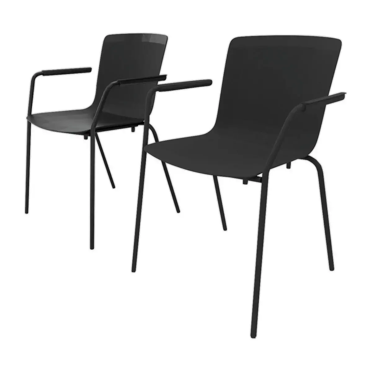2 STOELEN 4 POTEN ACOT ZWART POLYPROPYLEEN