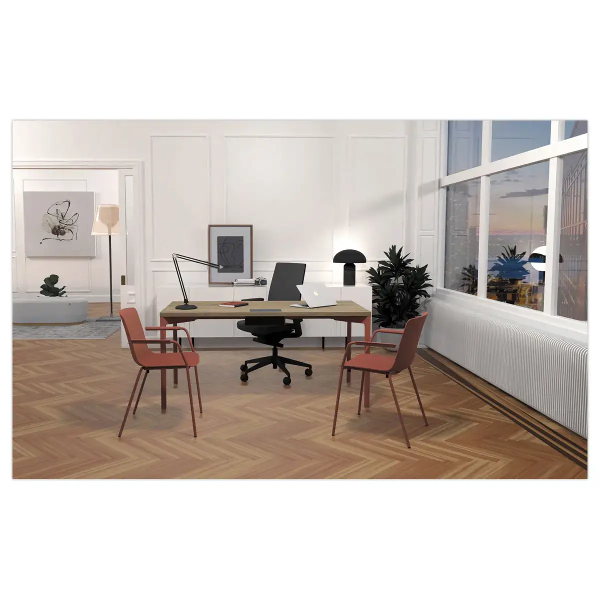 2 STOELEN 4 POTEN ACOT POLYPROPEEN TERRACOTTA