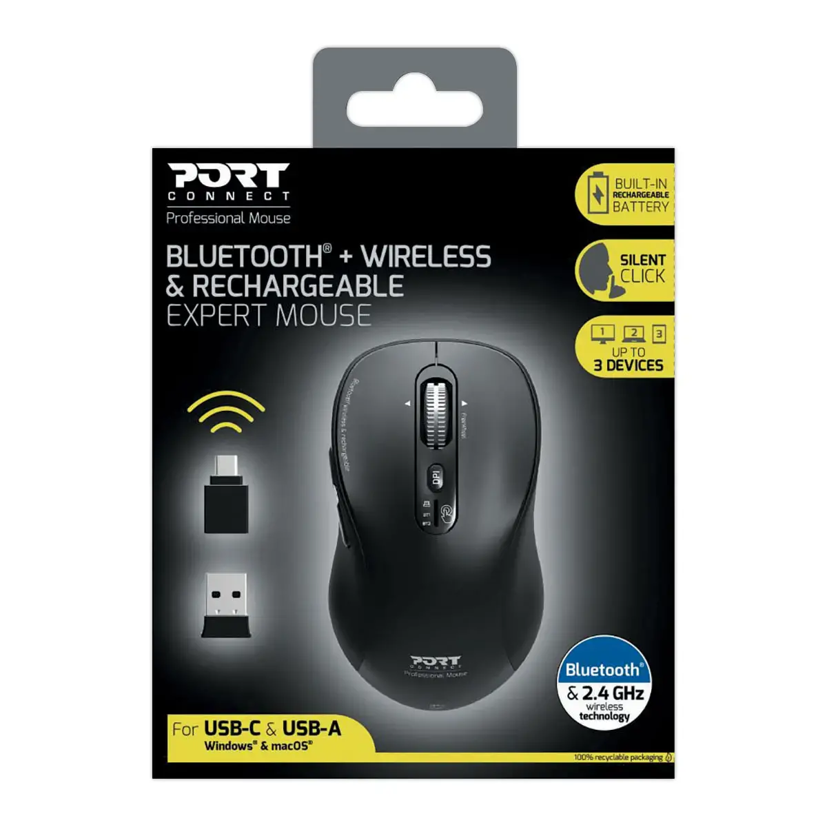 Bluetooth oplaadbare muis Combo Pro - Zwart
