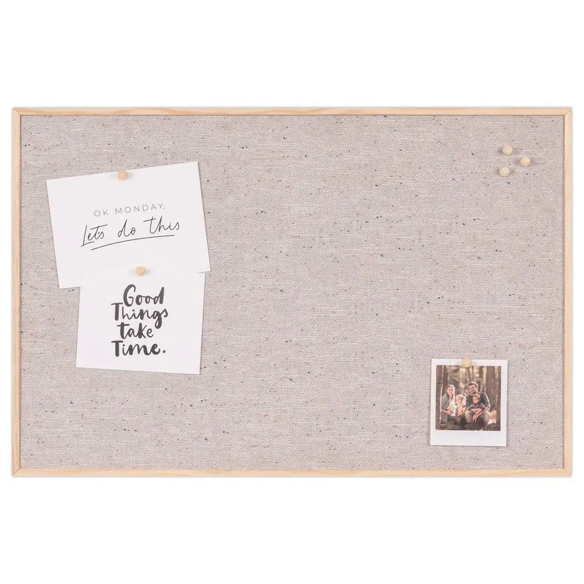 Grijze stoffen tableau met houten frame 60 x 90 cm