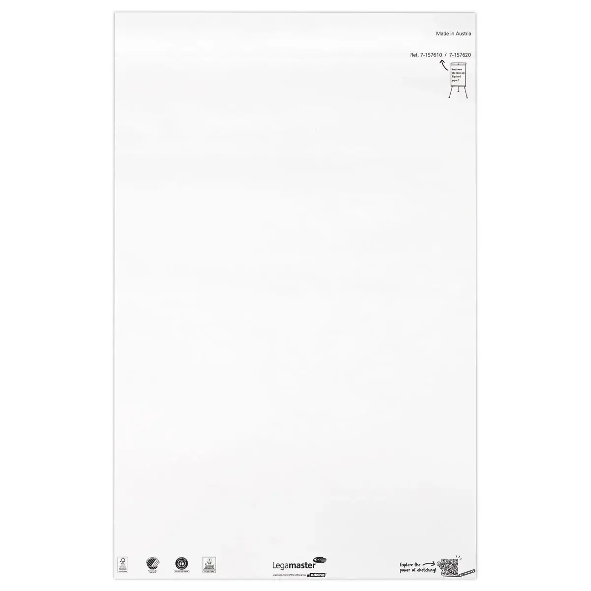 2 witte papierblokken van 50 vellen 98 x 65 cm