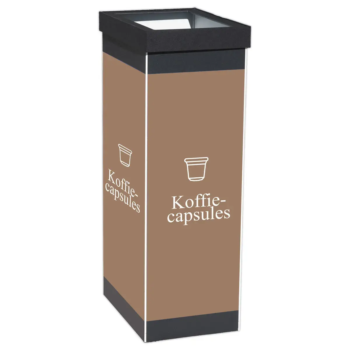 Afvalbak voor gescheiden afval "Capsules" PAPERFLOW 60L zwart/taupe
