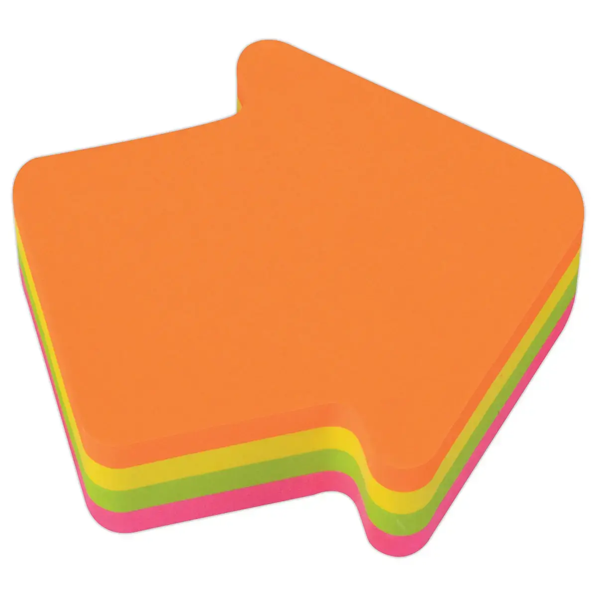 Blok 200 zelfklevende memoblaadjes 70 x 70 mm "pijl" 4 verschillende fluokleuren