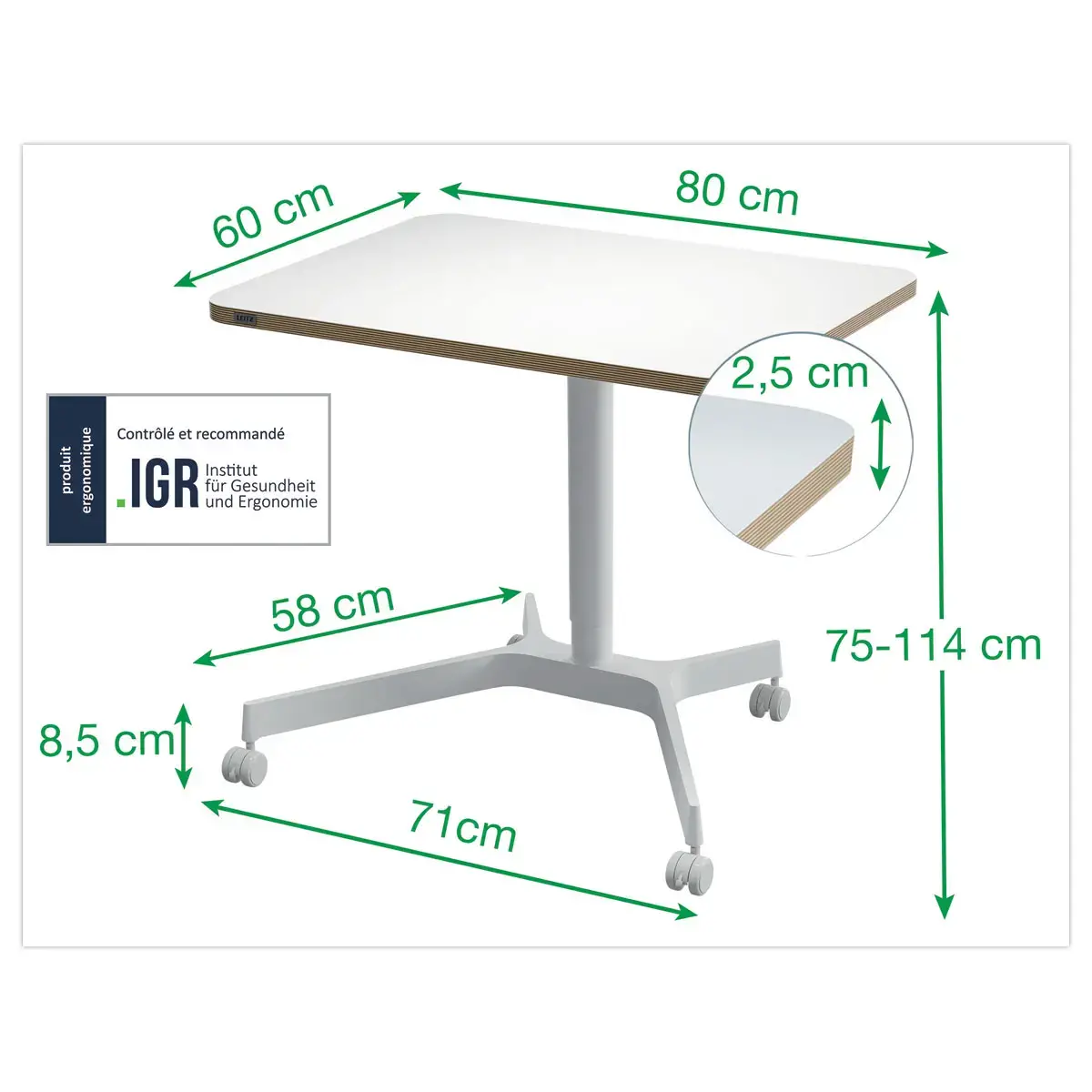 Pneumatisch zit/sta bureau 