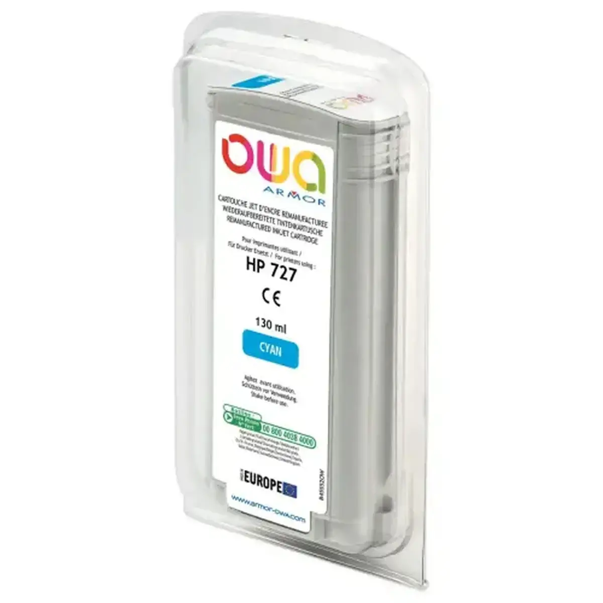 Cartouche B45552OW OWA voor HP 727 plotters 130 ml - Cyaan 