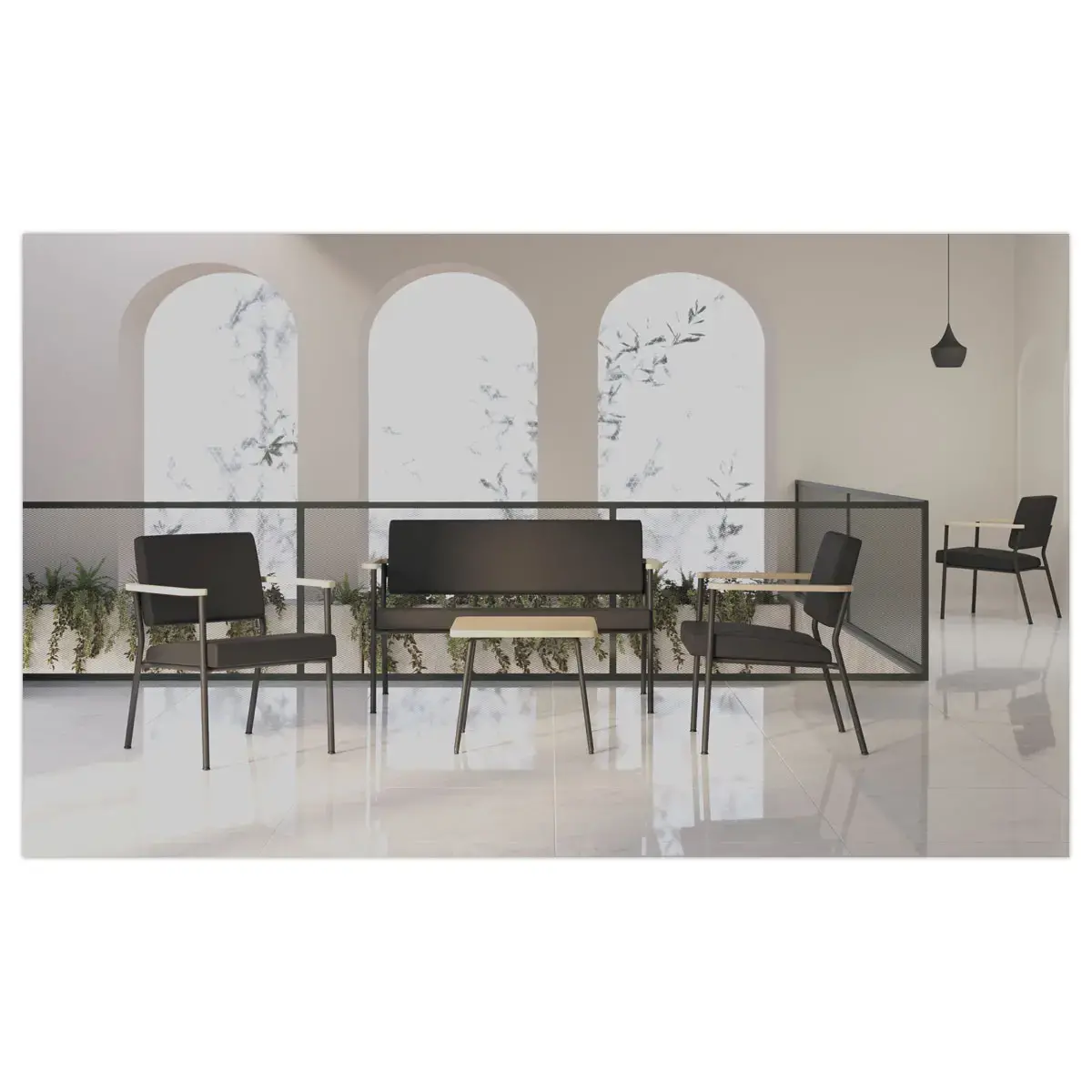 Salontafel 55 x 55 zwarte poot