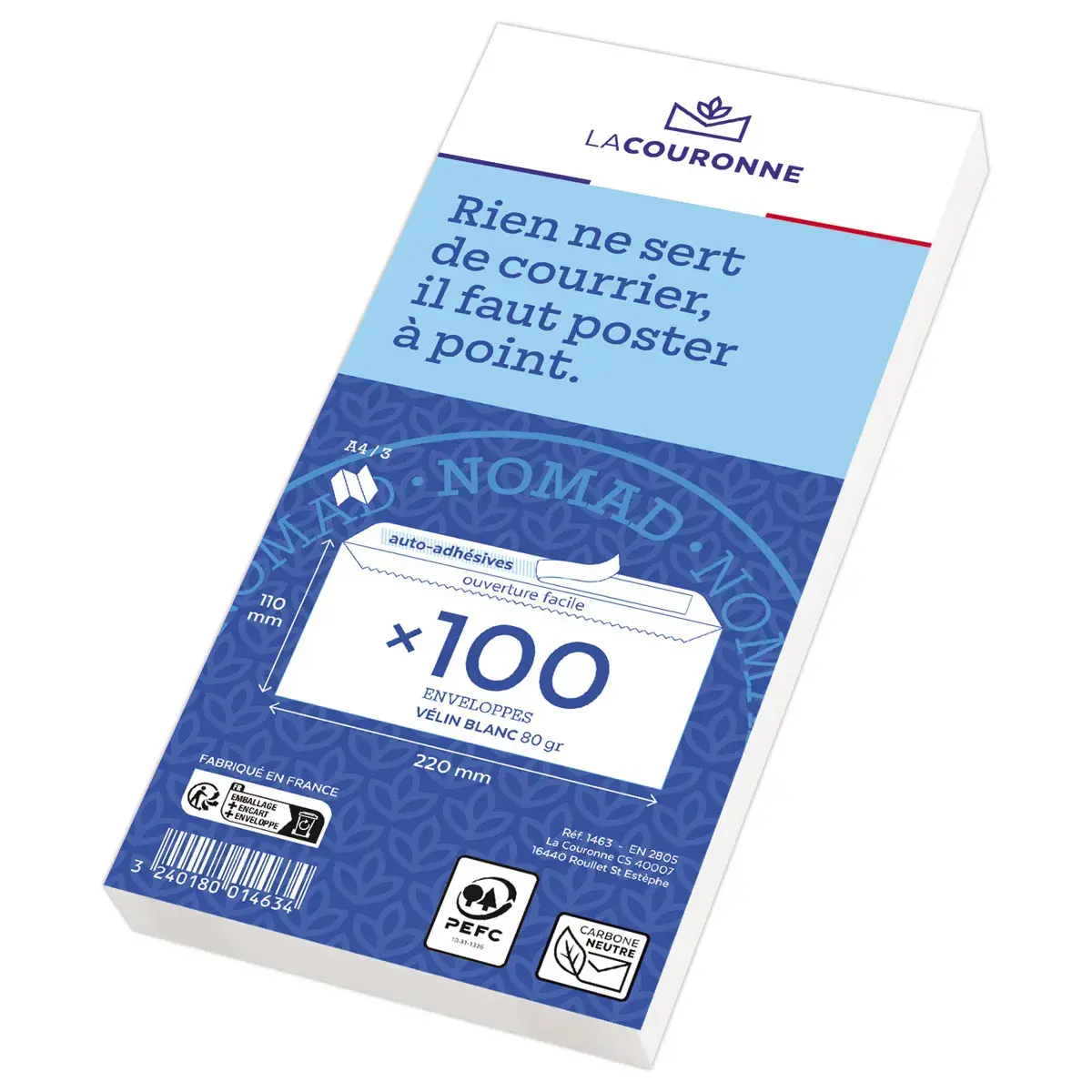 100 witte enveloppen DL 110x220 80 g met siliconen band