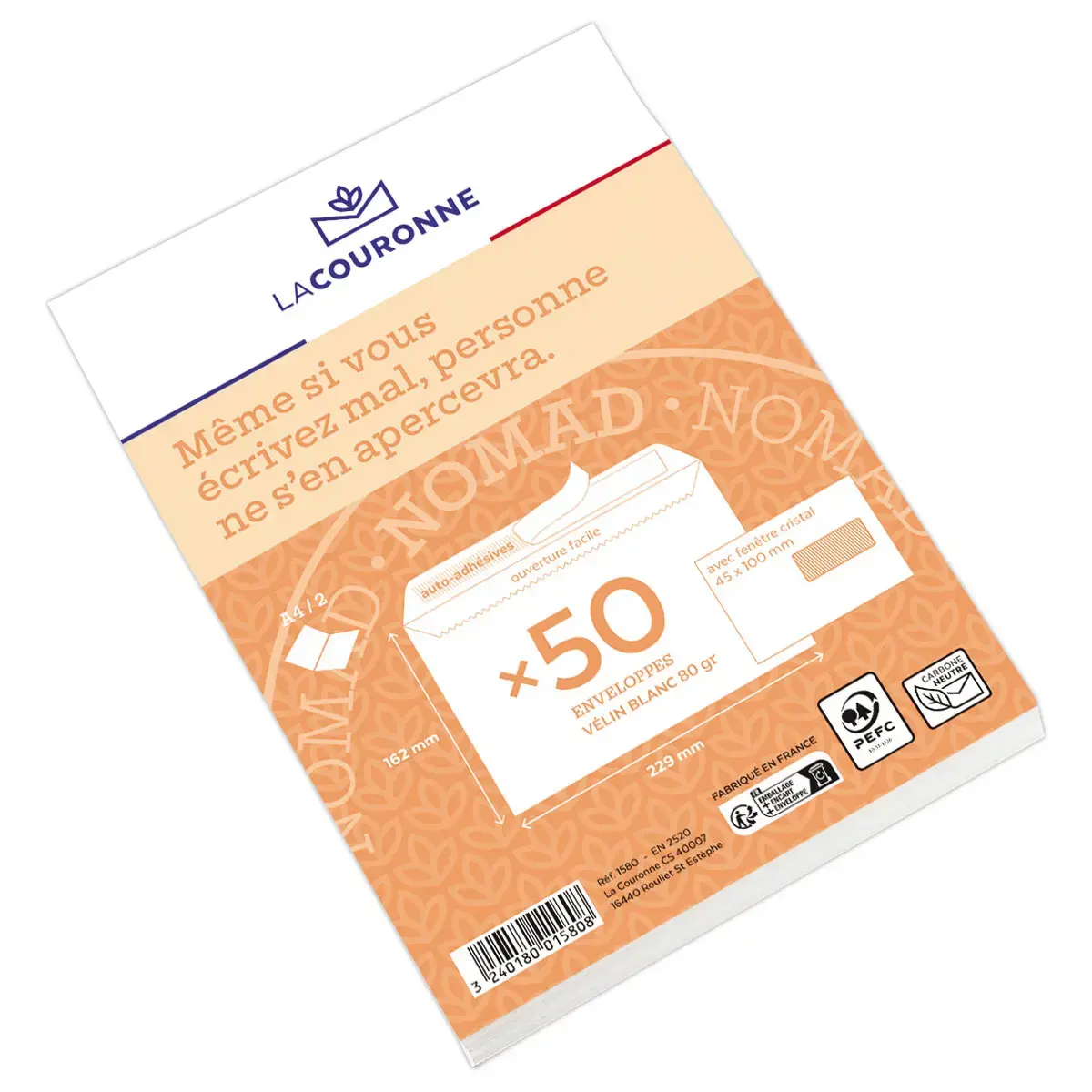 50 witte C5-enveloppen 162x229 80 g venster 45x100 siliconen strip