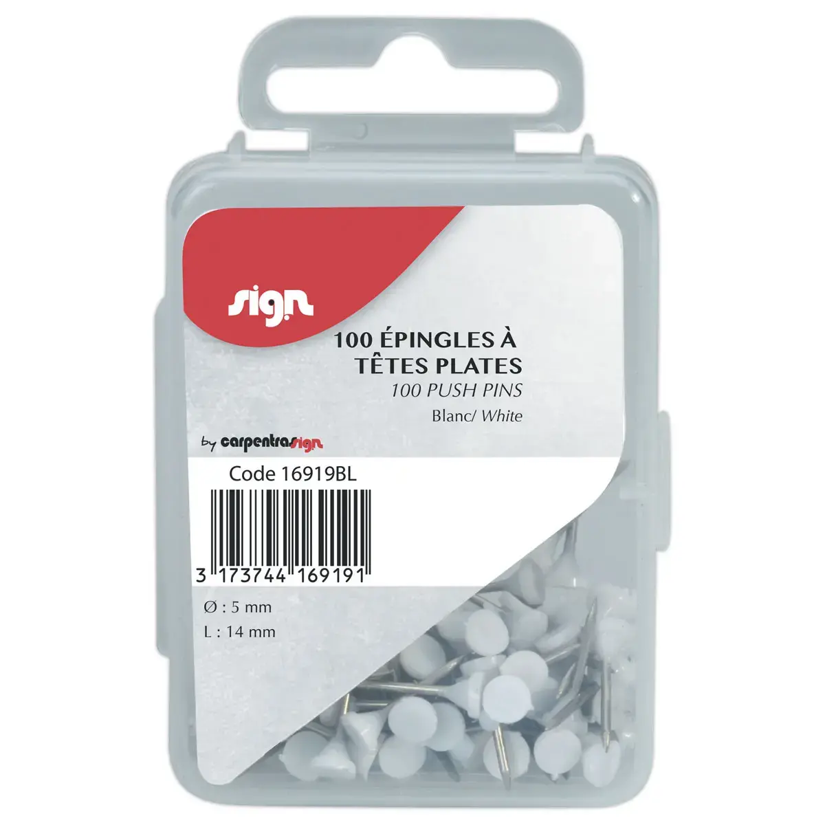 100  100 signalisatie push-pins - Wit 