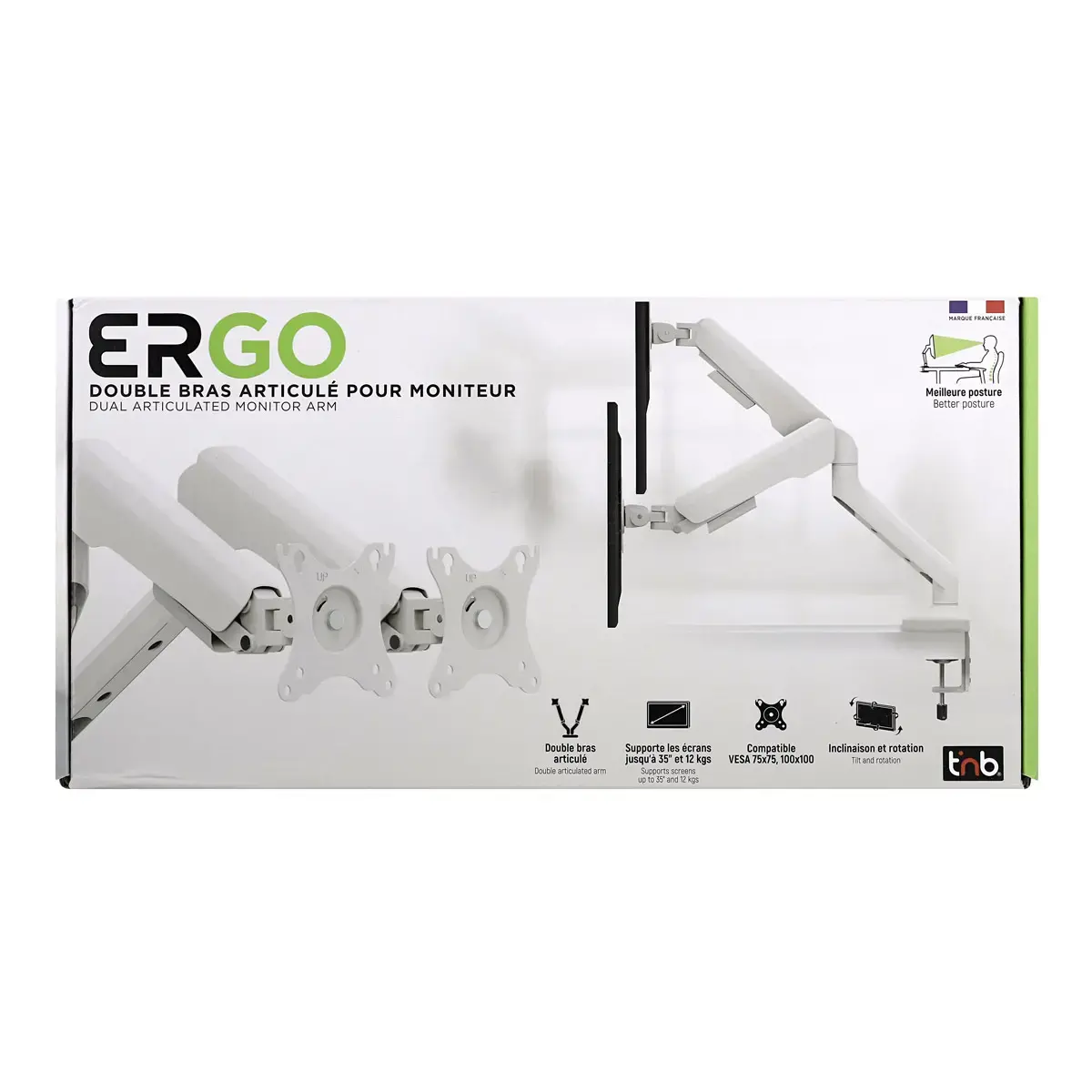 Dubbele articulerende monitorarm Ergo Line Zwart