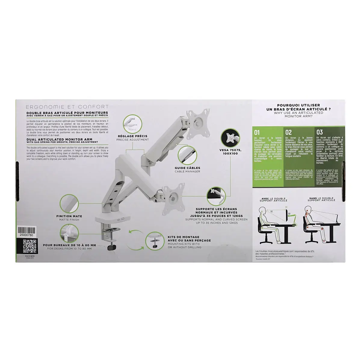 Dubbele articulerende monitorarm Ergo Line Zwart