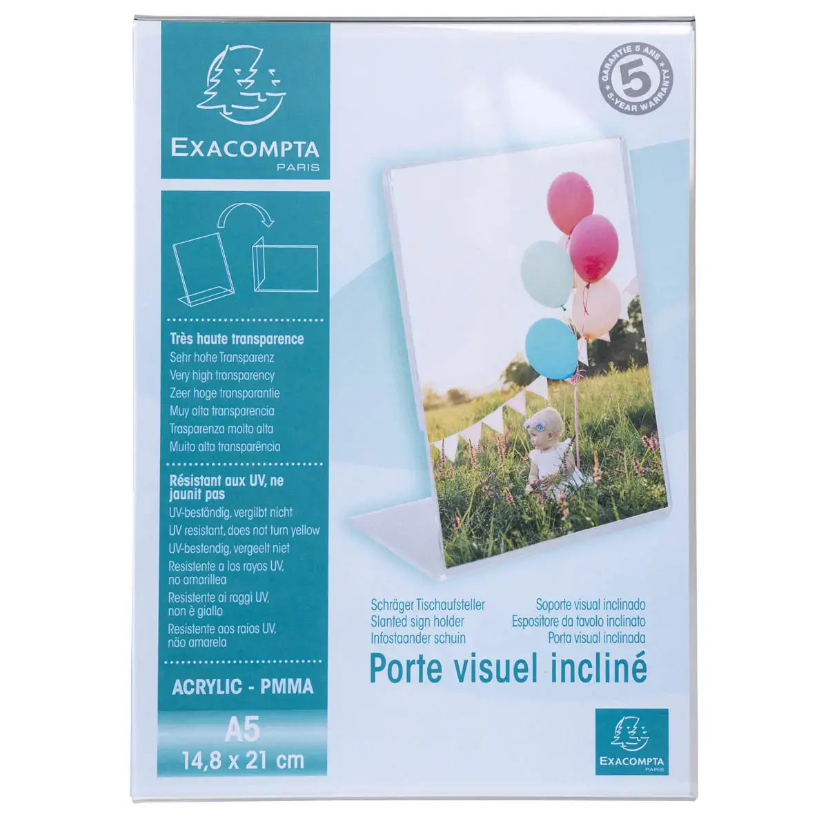 Schuin affichebord - L vorm - A5-formaat(15 x 6 x 21cm) - Transparant 