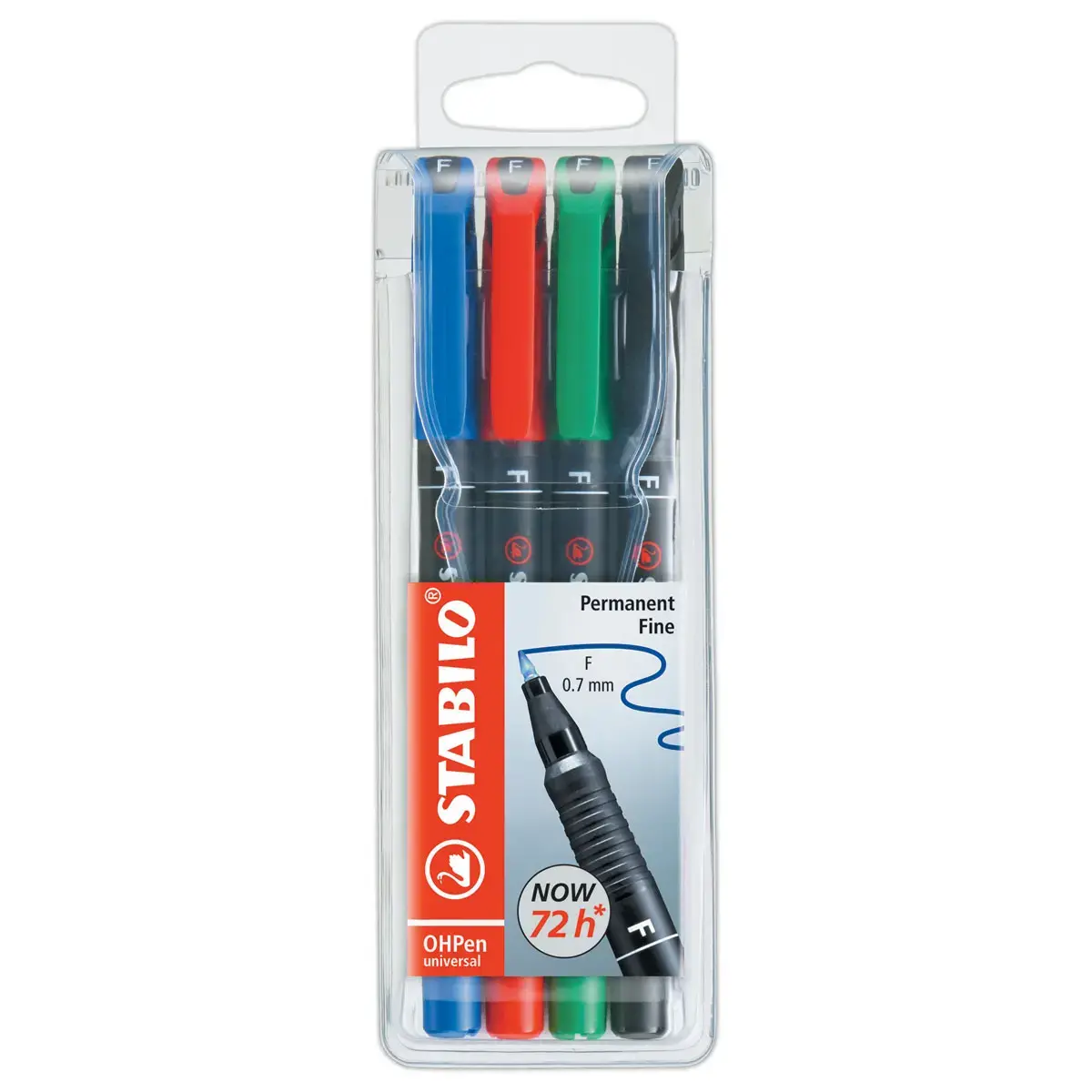 4 Permanent markers OHPen 0,7 mm - Geassorteerde kleuren - STABILO