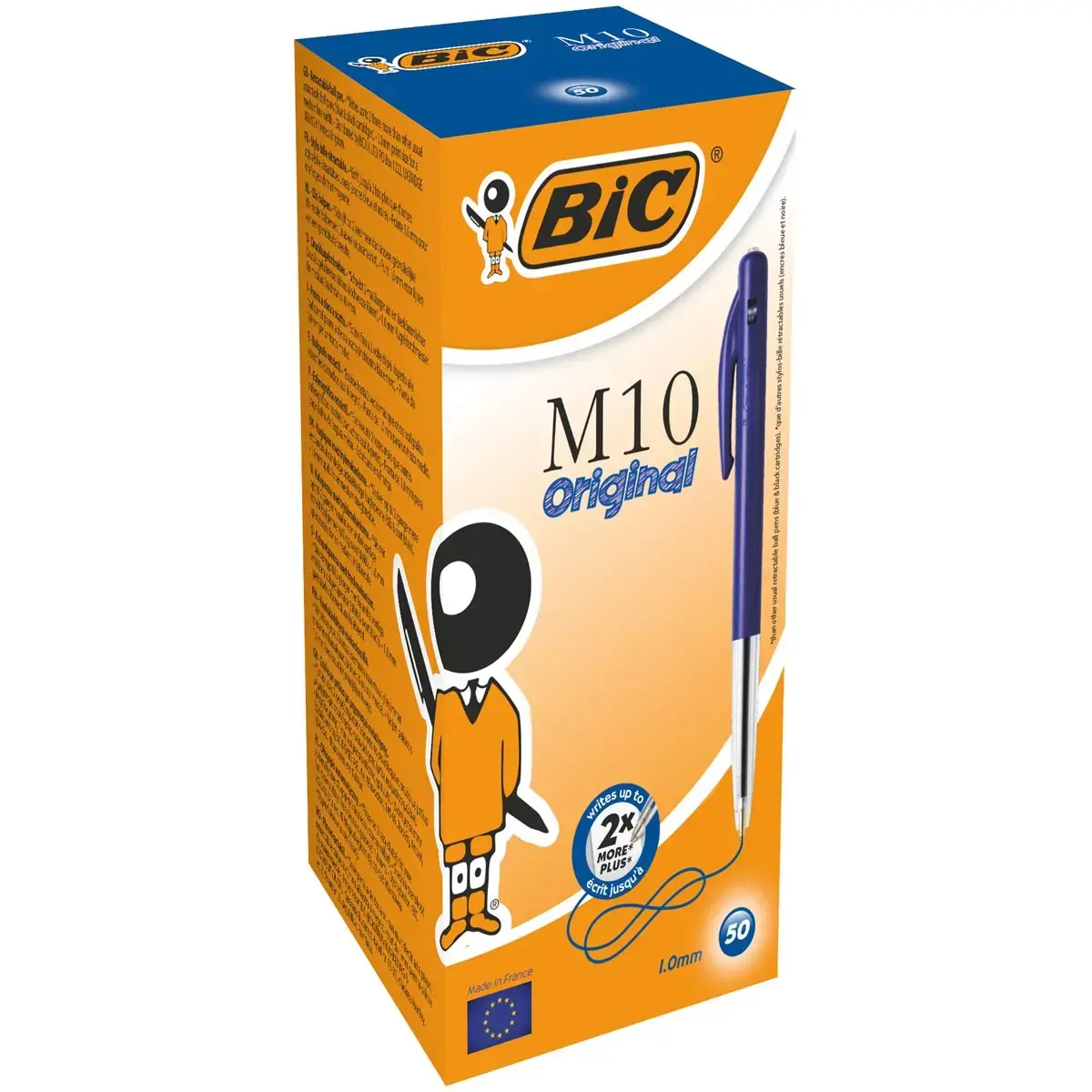 Intrekbare balpen M10 - Medium schrift - Blauw - BIC