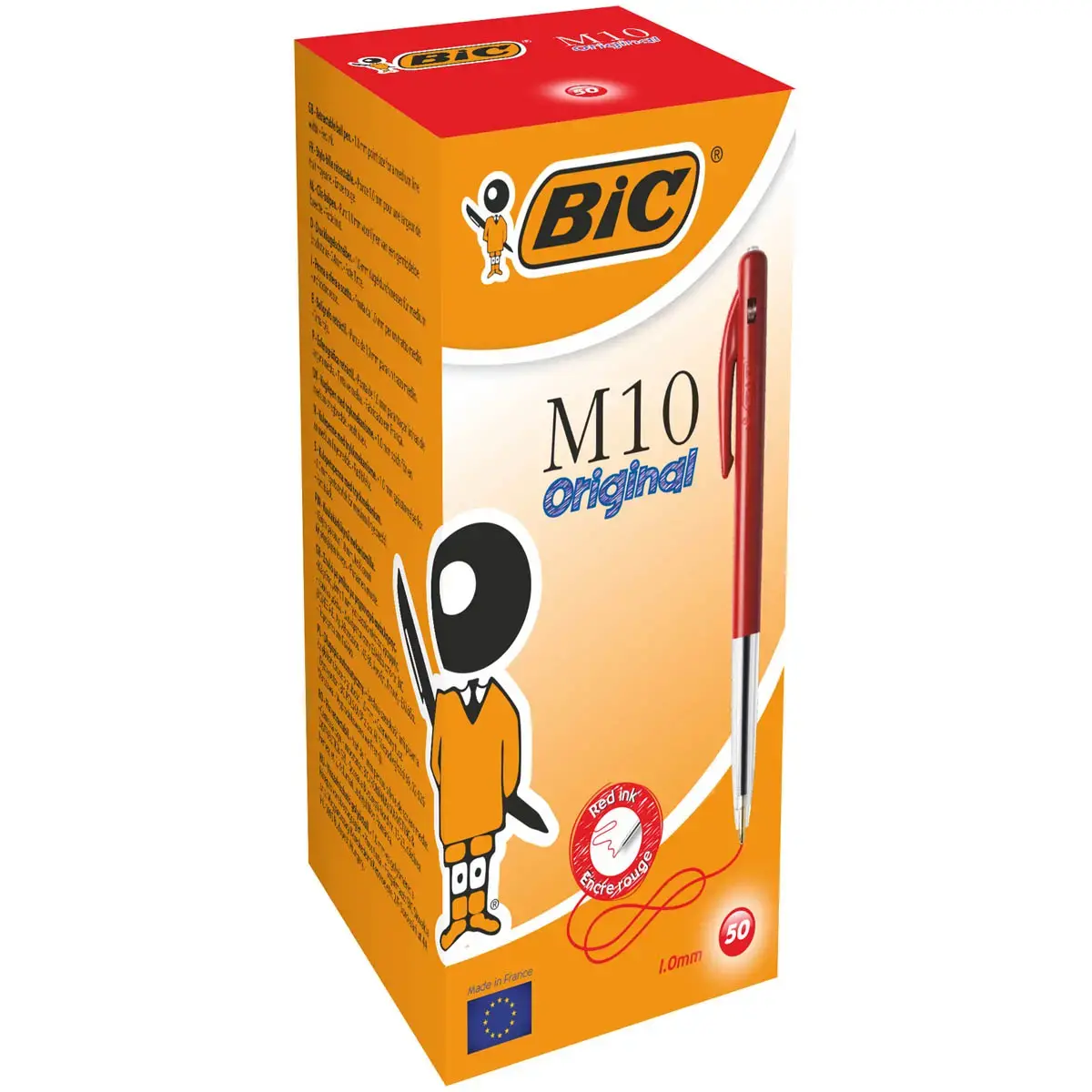 Intrekbare balpen M10 - Medium schrift - Rood - BIC