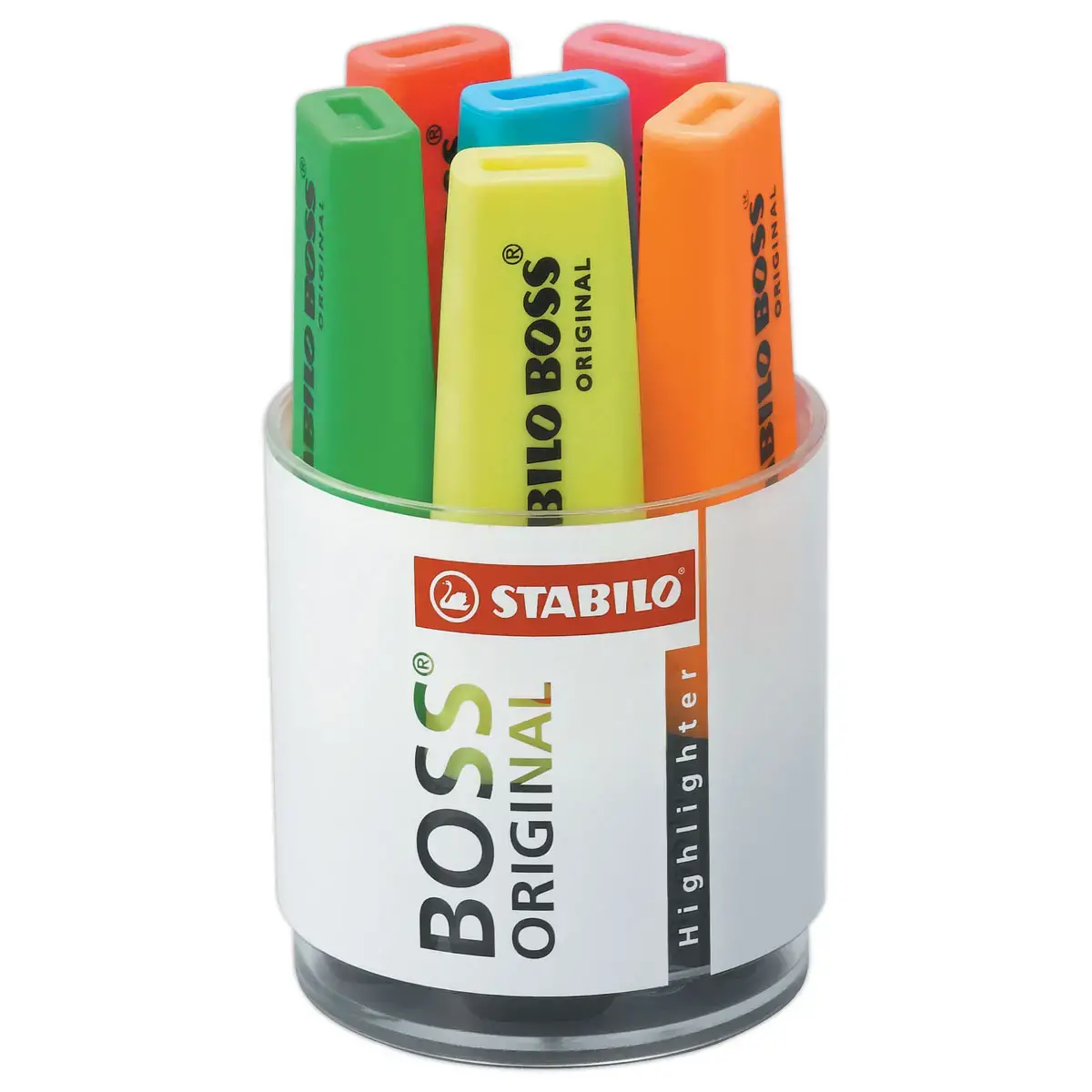 6 Markeerstiften STABILO Boss Original (in pot) - diverse kleuren