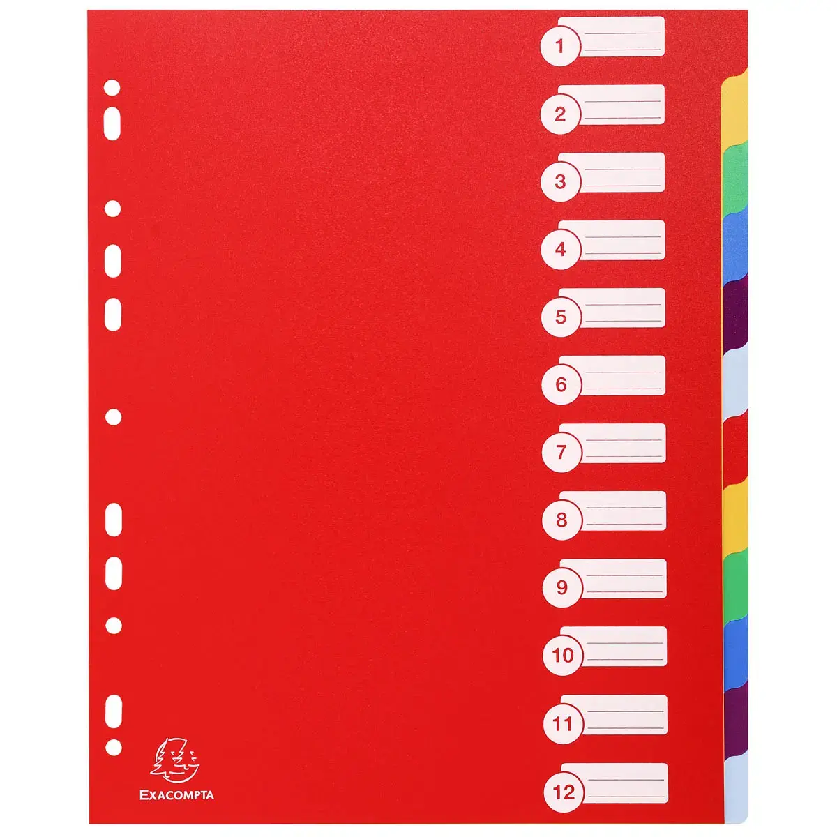 Tabbladen ELBA - A4 Maxi - 12 tabs - Stijf plastic - Veelkleurige tabs