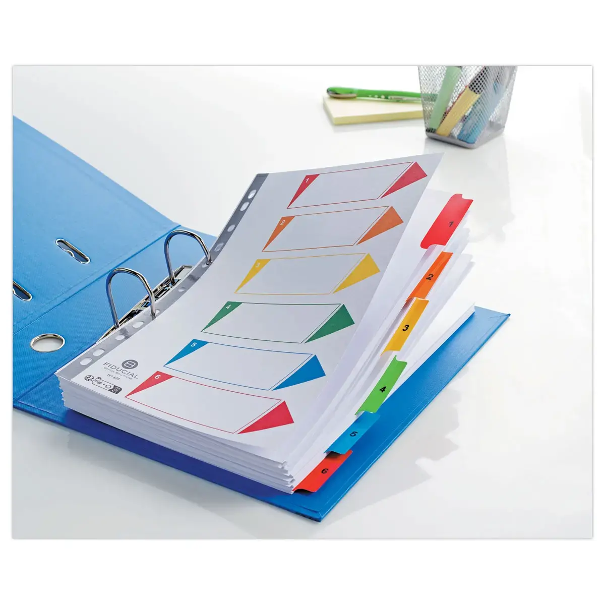 Set num. tabbladen FIDUCIAL karton - A4 - 6 geplastificeerde tabs