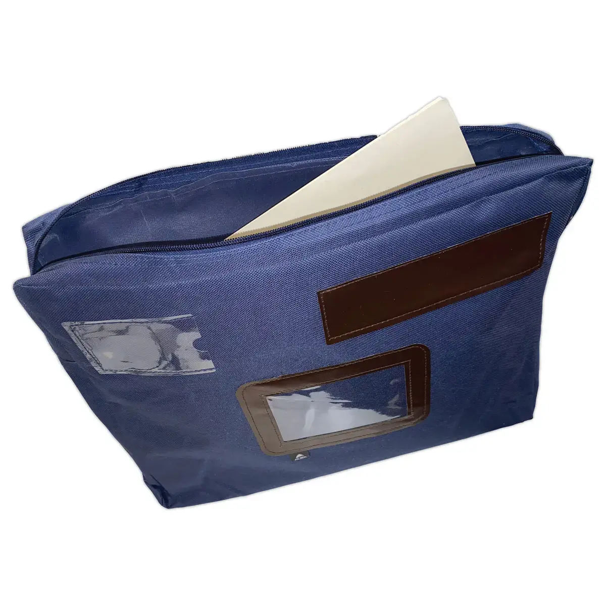 Blauwe posttas in polyester met zijvouw B 42 x D 5 x H 32 cm