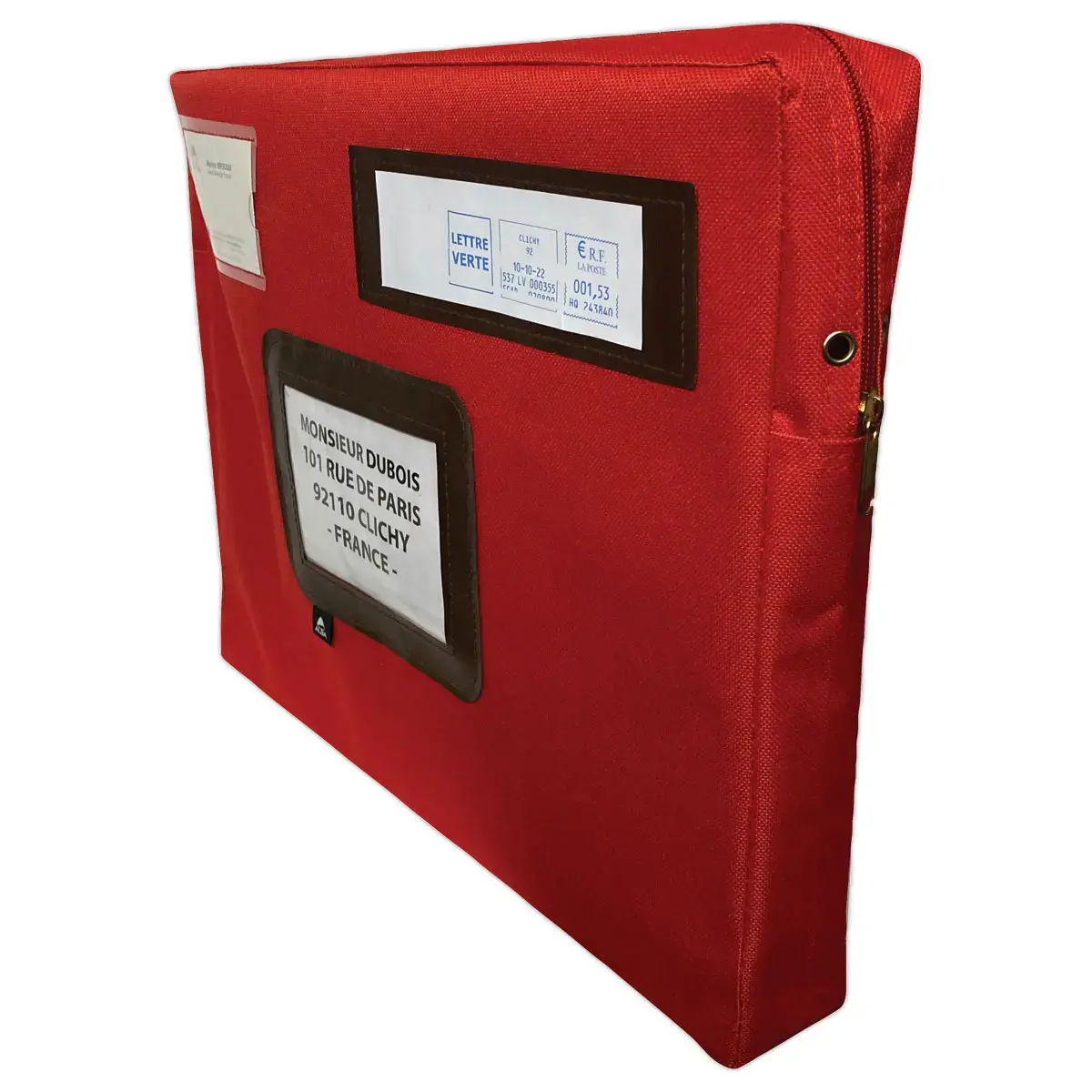 Rode posttas in polyester met zijvouw B 42 x D 5 x  H 32 cm 