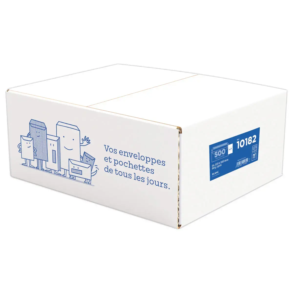 500 Witte commerciële enveloppen DL 11x22cm