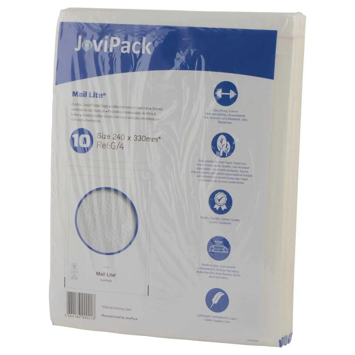 10 Witte gewatteerde omslagen met luchtkussens Sealed Air 240x330 mm