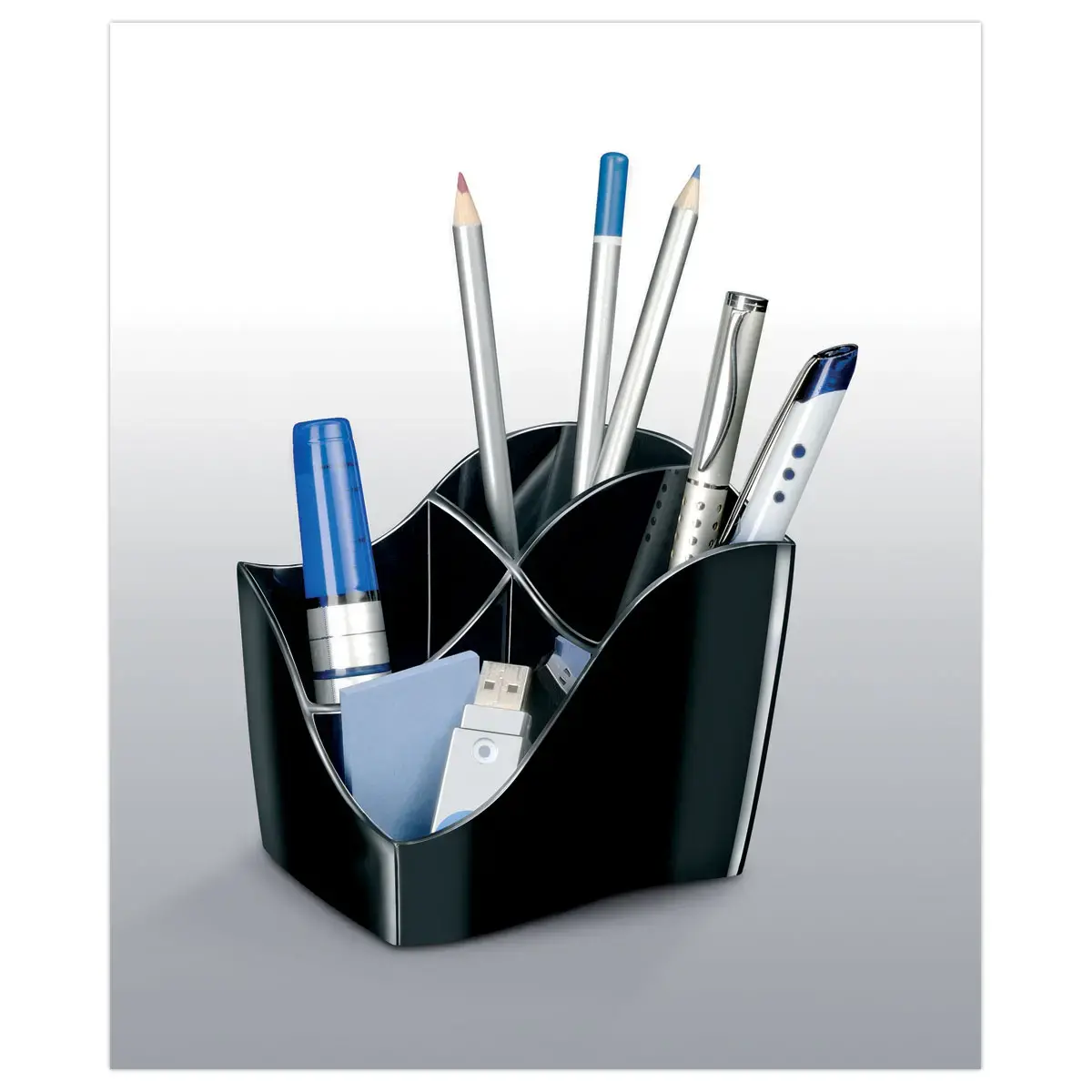 Multihouder 4 compartimenten Ellypse - zwart - gerecycleerd - CEP 