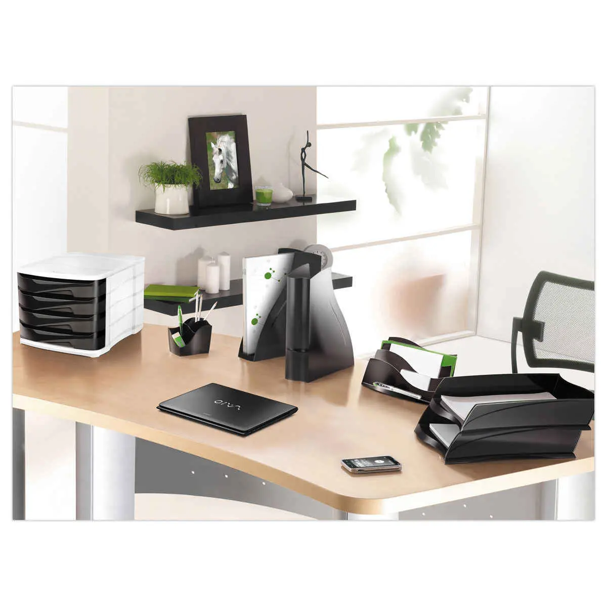 Tijdschriftenhouder CEP ELLYPSE - Zwart - gerecycleerd - rug 8 cm