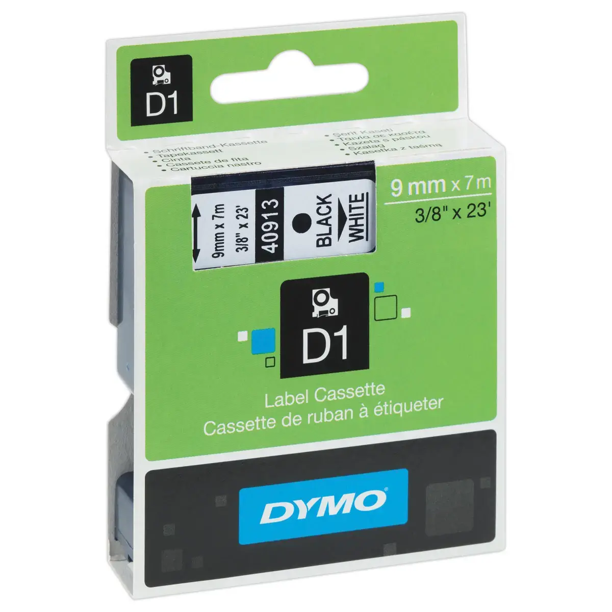 Tape DYMO D1 - 9 mm - Afdruk Zwart/Achtergrond Wit