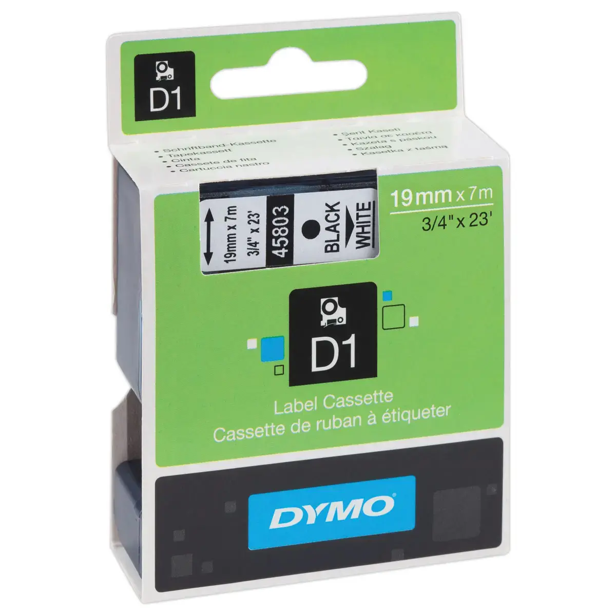 Lint voor etiketteermachine D1 - 7 m x 19 mm - Zwarte tekst op witte achtergrond - DYMO