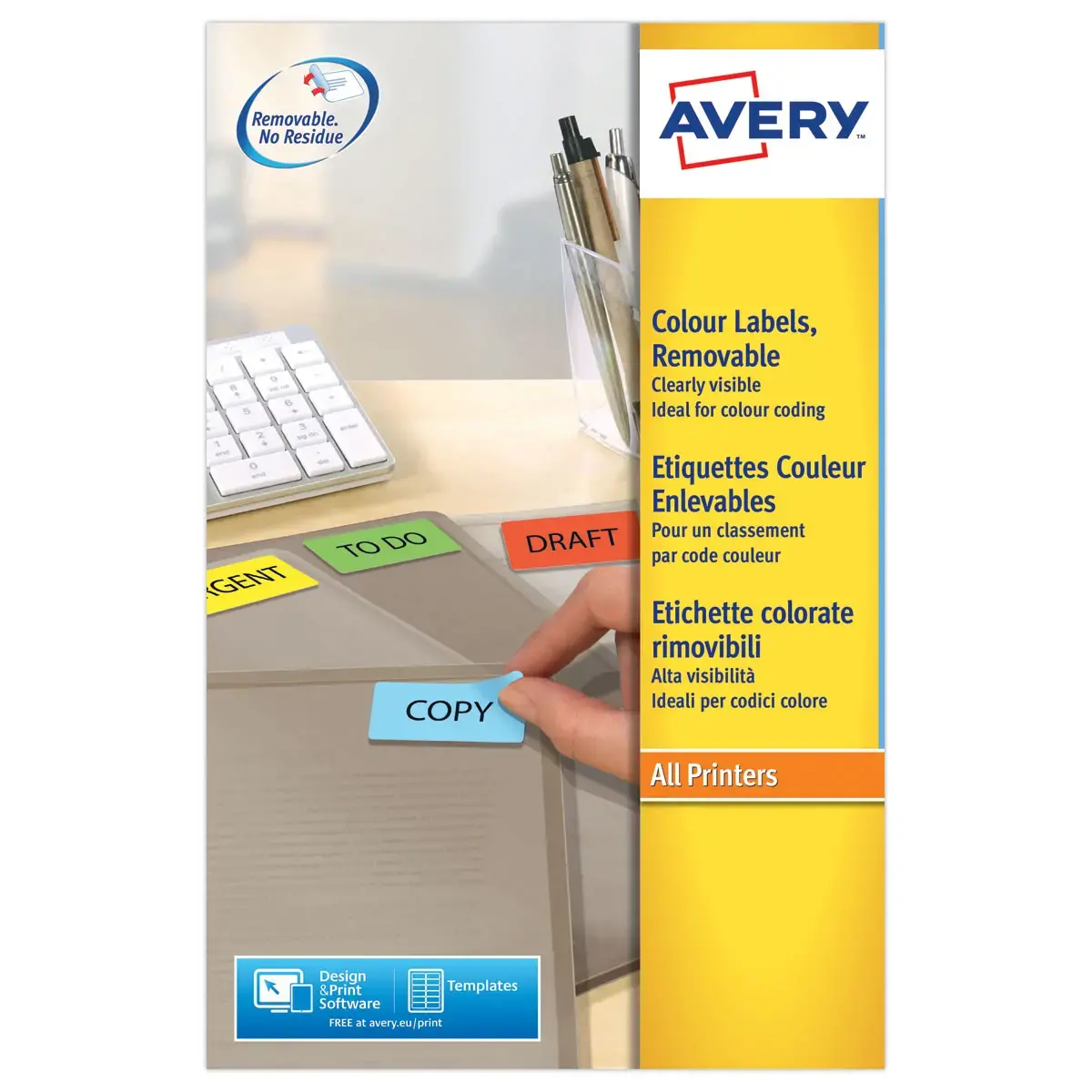 20 Vellen van 24 gele etiketten - 63,5x33,9mm - AVERY