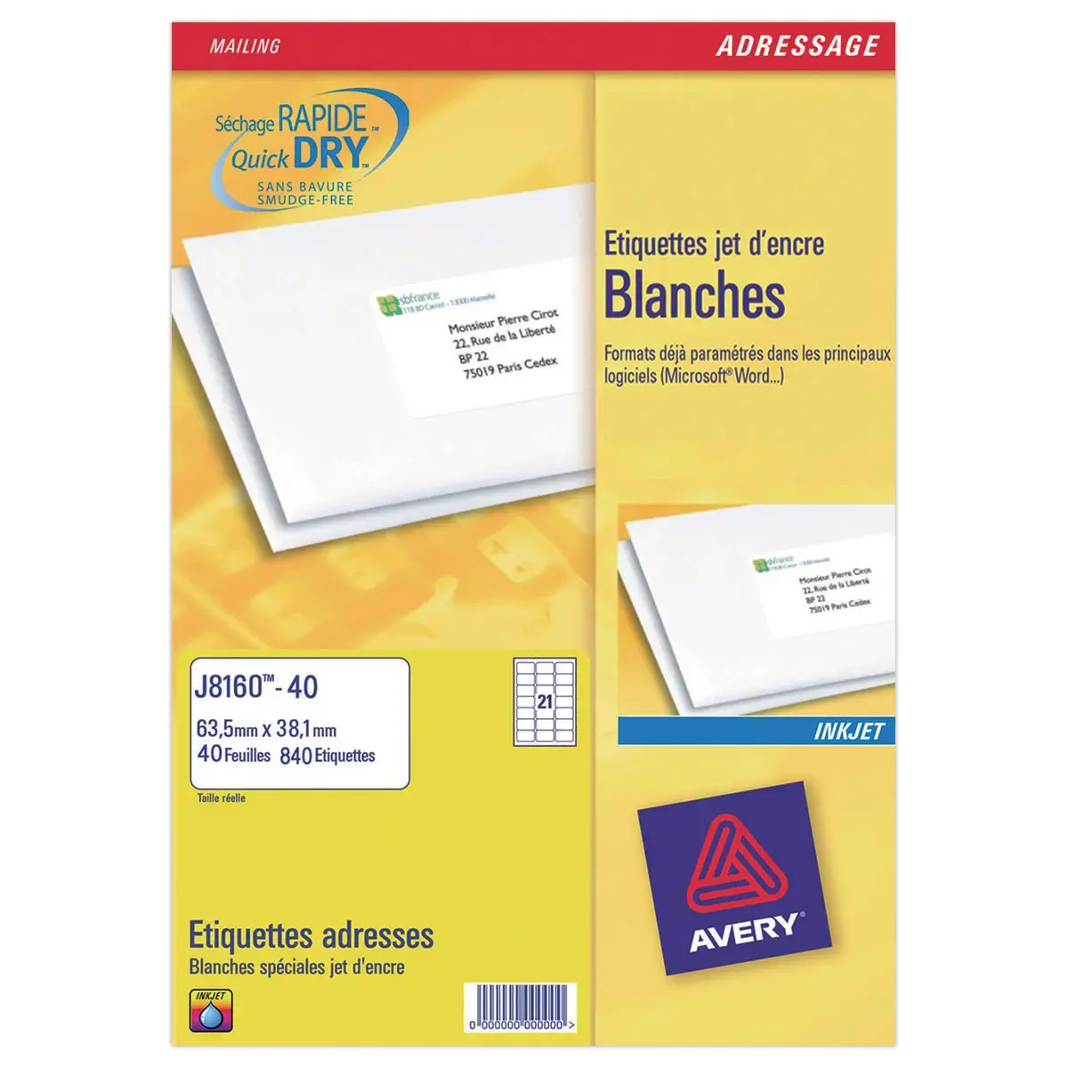 40 Vellen etiketten voor inkjet printers - B63,5 x H38,1mm - Wit