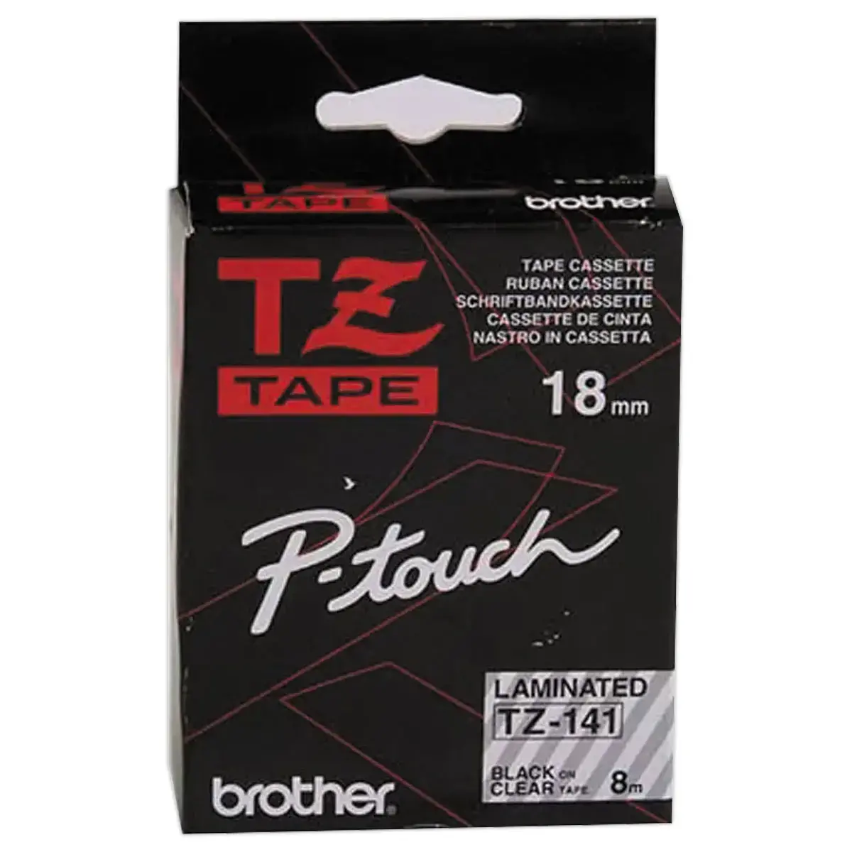 Tape BROTHER TZ 141 - 18mm - Afdruk Zwart/Achtergrond Transparant