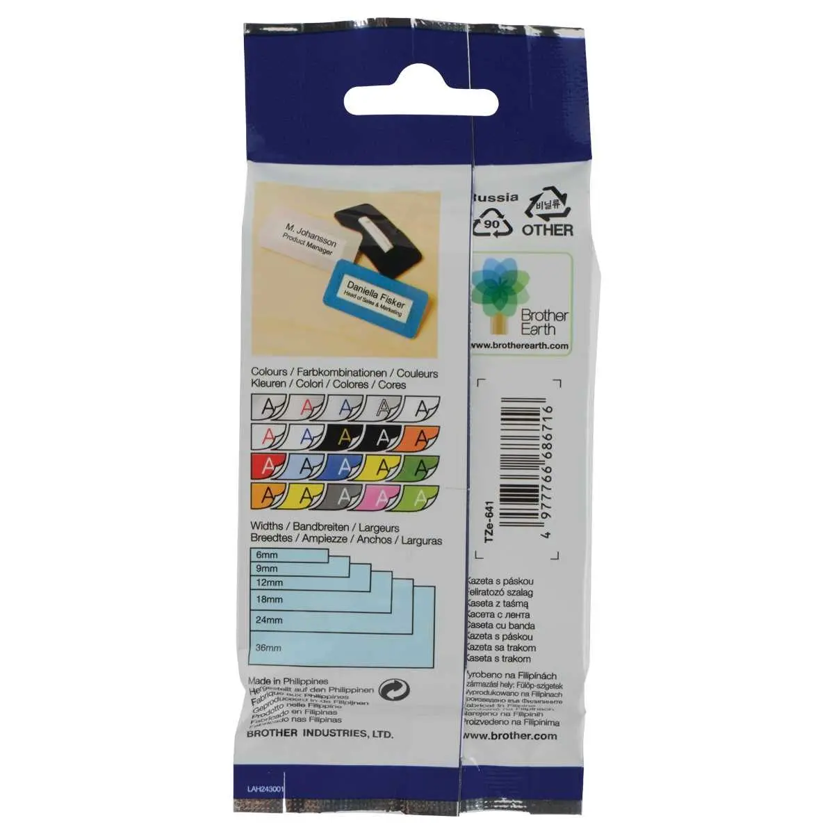 Tape BROTHER TZ641 - 18mm - Afdruk Zwart/Achtergrond Geel
