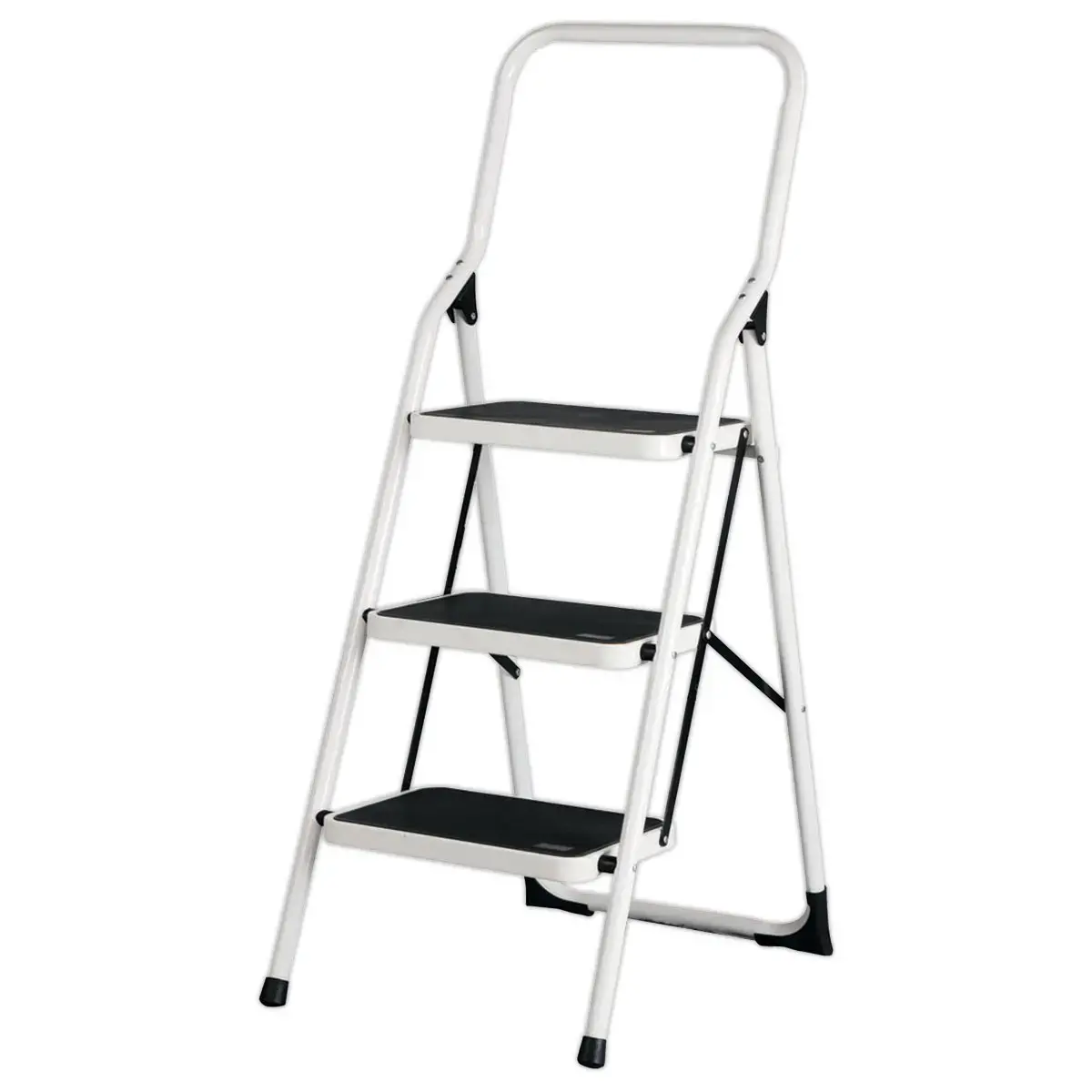 Opvouwbare trapladder 3 treden in epoxy wit gelakt staal 
