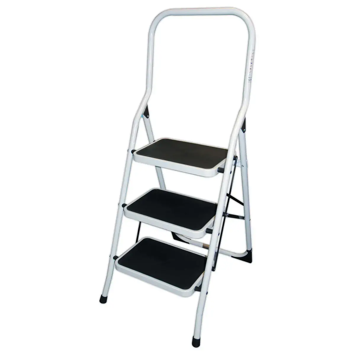 Opvouwbare trapladder 3 treden in epoxy wit gelakt staal 