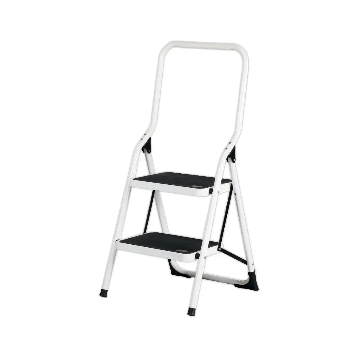 Opvouwbare trapladder 2 treden in epoxy wit gelakt staal